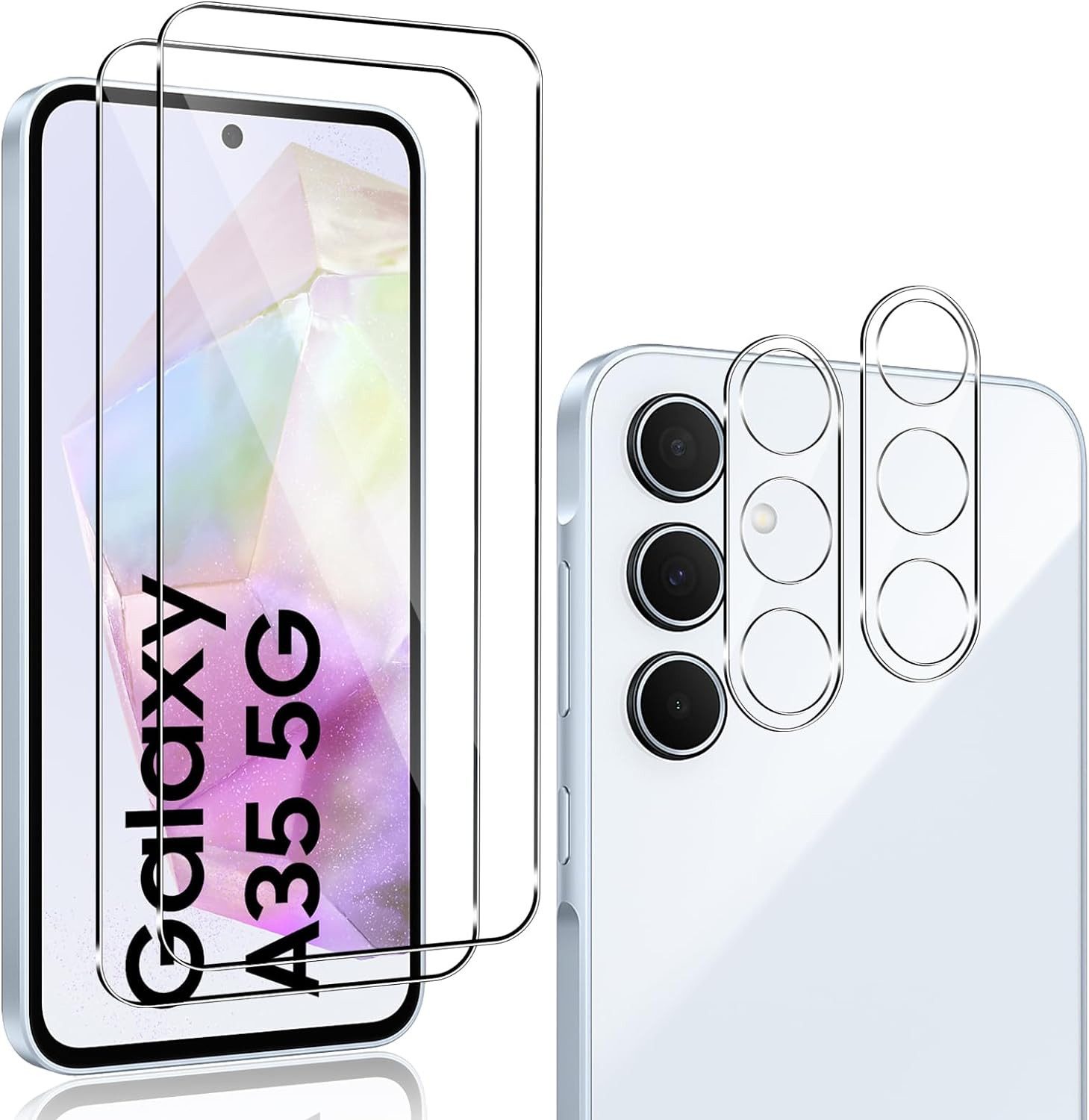 MSM Displayschutzglas 2X Schutzglas (Display + Kamera) für Samsung Galaxy A35 5G Panzerfolie