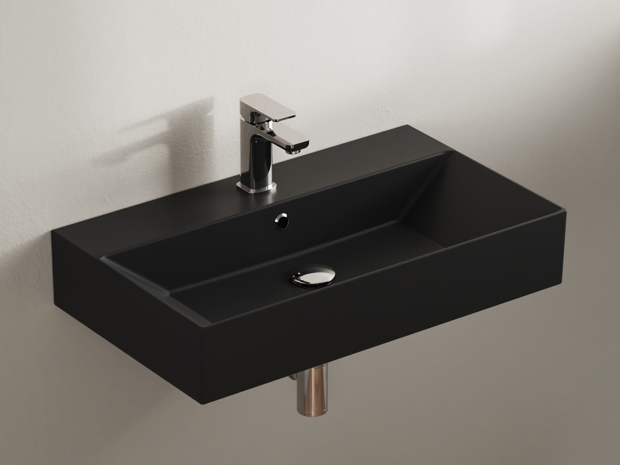 Aqua Bagno Waschbecken Aufsatzwaschbecken 70cm schwarz matt wandhängend Waschtisch (Packung)