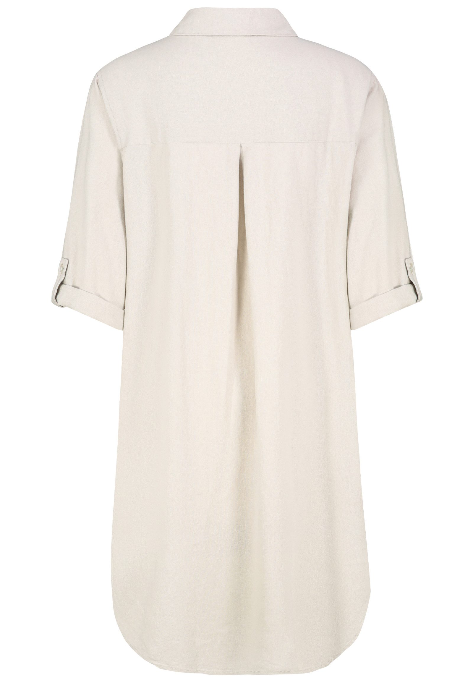 Eight2Nine Shirtkleid Kurzarm Knopfleiste Gerade Passform für Damen (lang, 1-tlg) Leinen Normal Fit Kentkragen Kurzarm Einfarbig atmungsaktiv – Bild 4 von 4