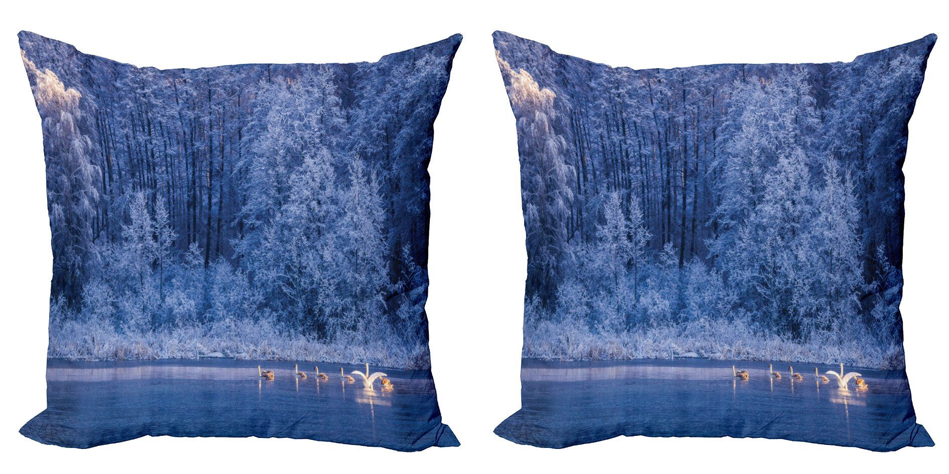 Kissenbezüge Modern Accent Doppelseitiger Digitaldruck, Abakuhaus (2 Stück), Winter Idyllische Natur Rural