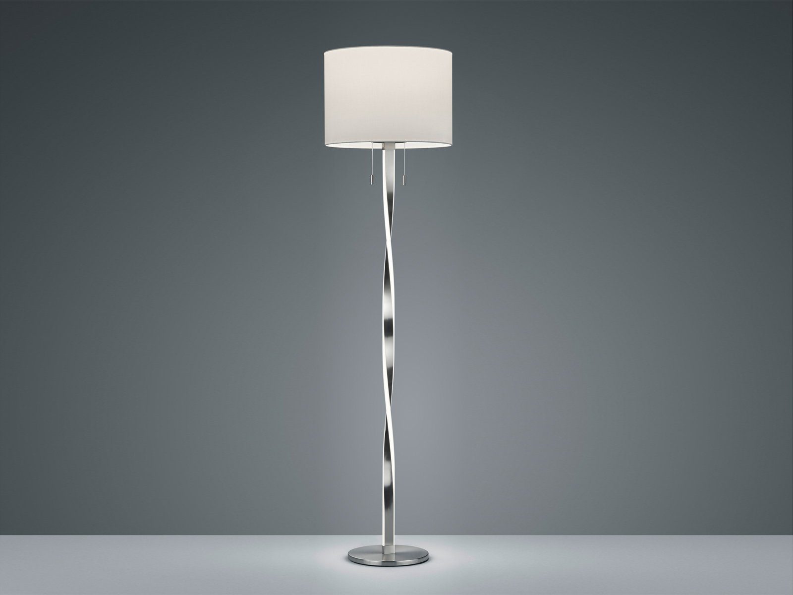 TRIO Leuchten LED Stehlampe, LED fest integriert, LED wechselbar, warmweiß, groß-e Designer-lampen Lampenschirm-e Stoff dimmbar Ecke, Höhe 160cm