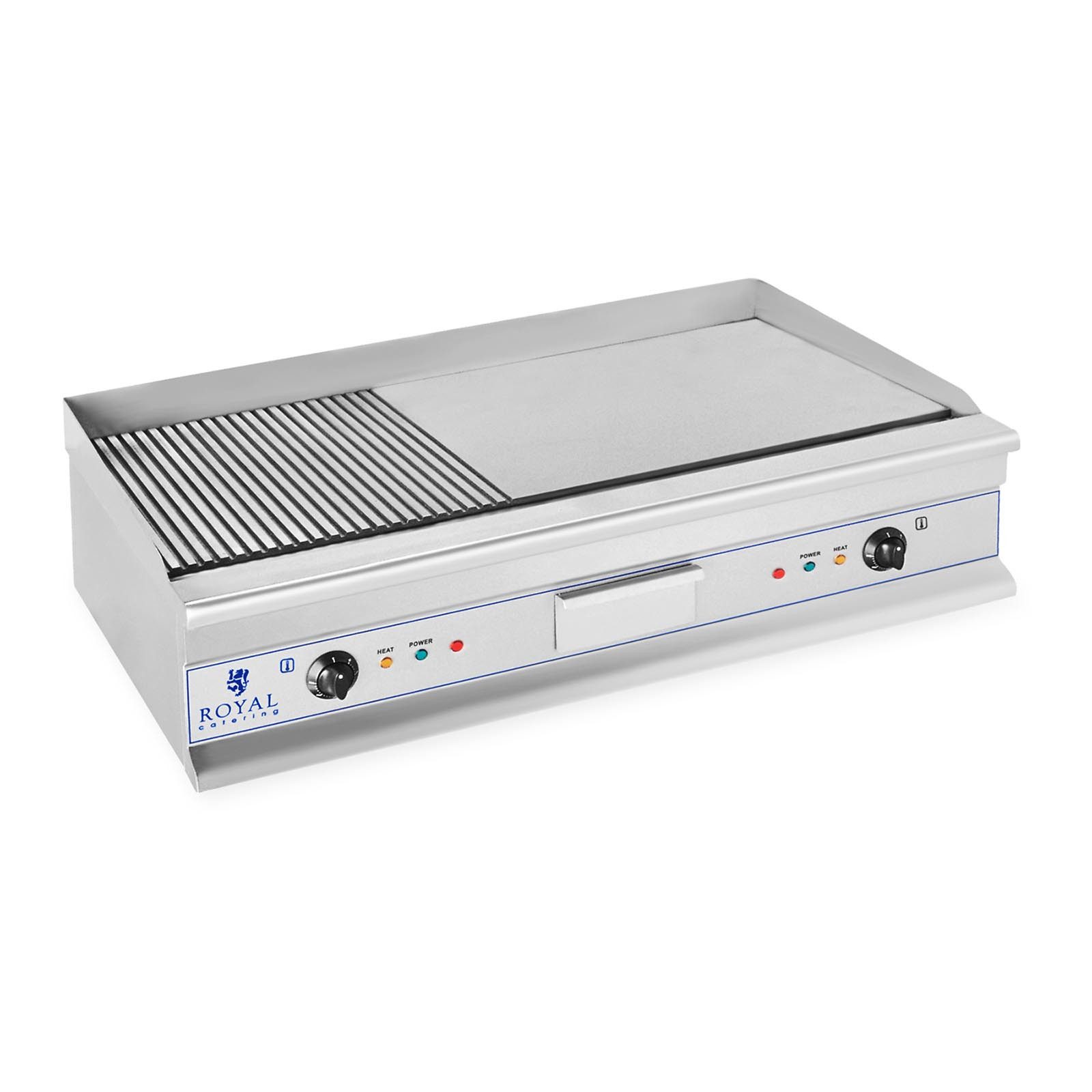 Royal Catering Elektrogrill Elektro Grillplatte Griddleplatte Griddle Bräter Grill 100cm geriffelt, 6400 W