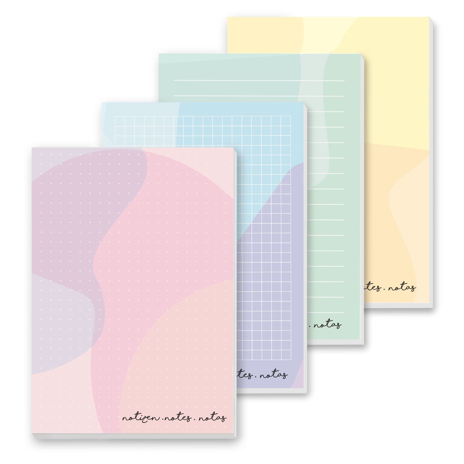 younikat Notizblock Notizblock A6 - 4x I kariert blanko liniert punktiert I you0086