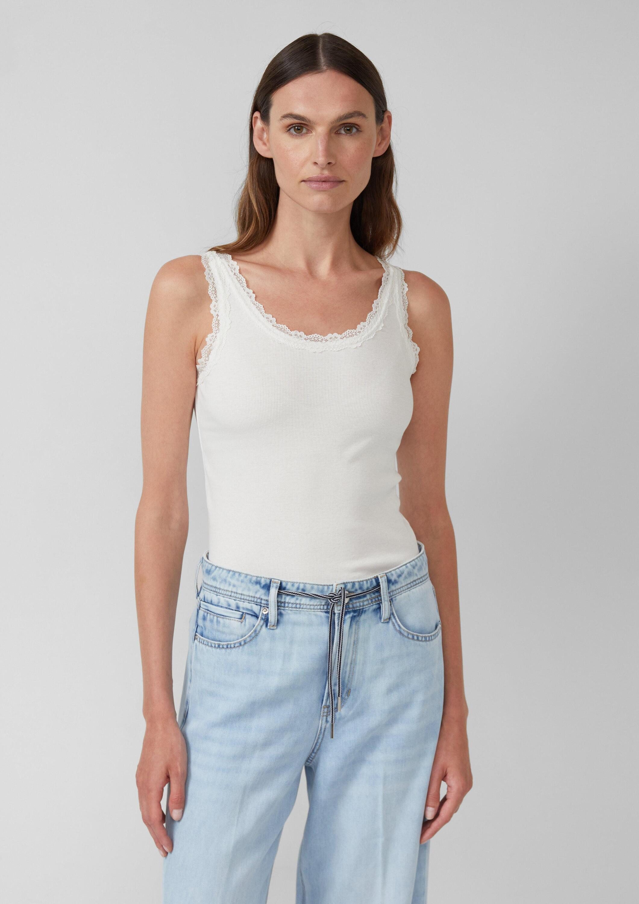 s.Oliver Muscleshirt T-Shirt Tanktop mit Spitzenbesatz günstig online kaufen