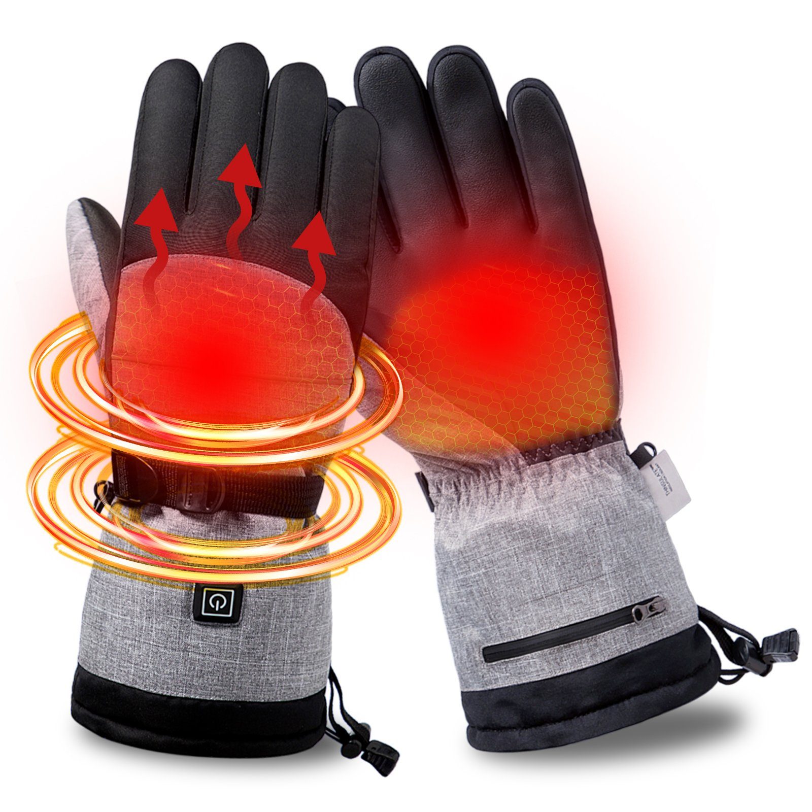 Sunicol Herren Warme, Elektrische, Frauen Handschuhe, Beheizte Winddicht, Ski, Wasserdicht Batterie Motorrad, Grau Thermohandschuhe, Skihandschuhe Winter