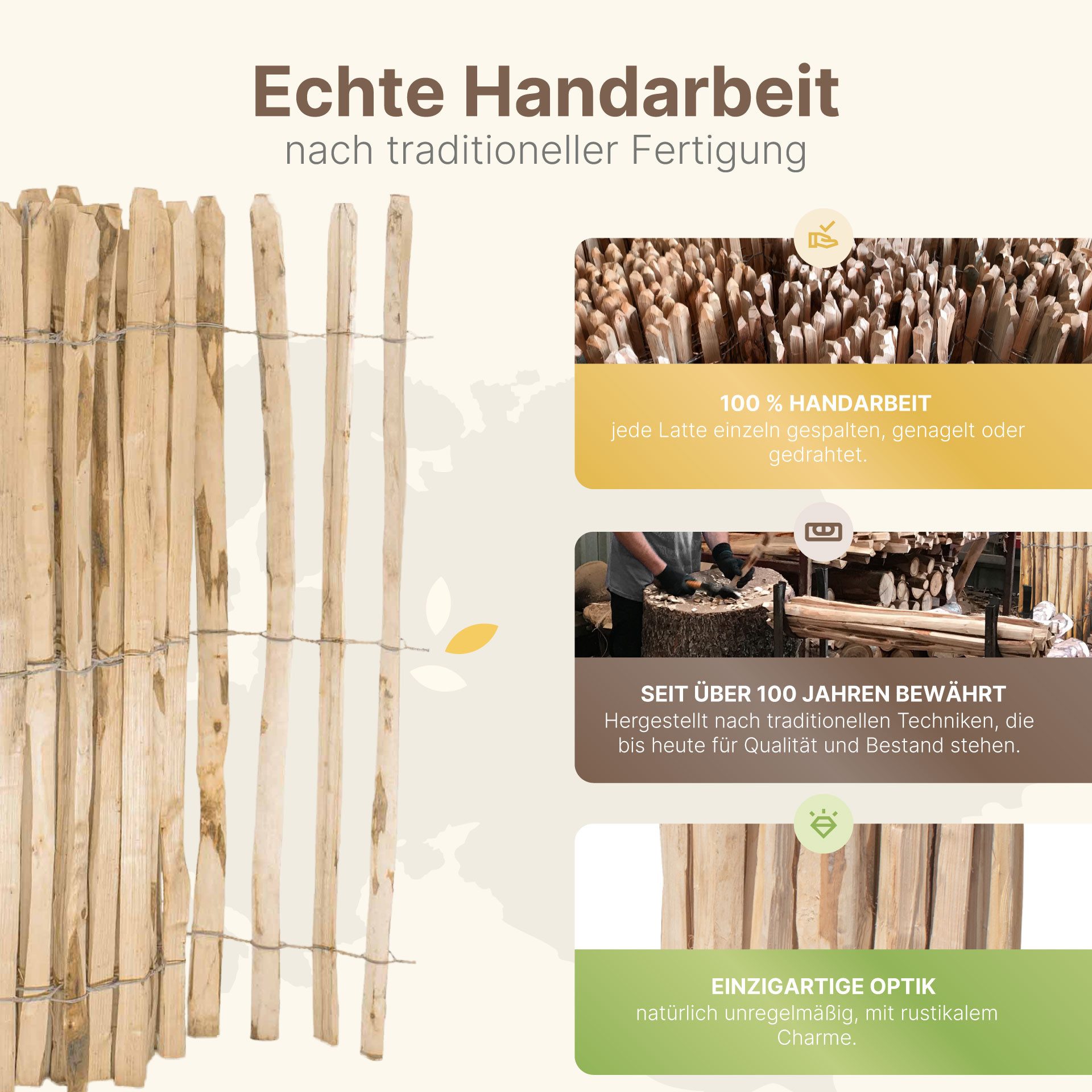 STILTREU Staketenzaun Englischer Staketenzaun aus Kastanie 5 m, Höhe 50 cm, günstig online kaufen