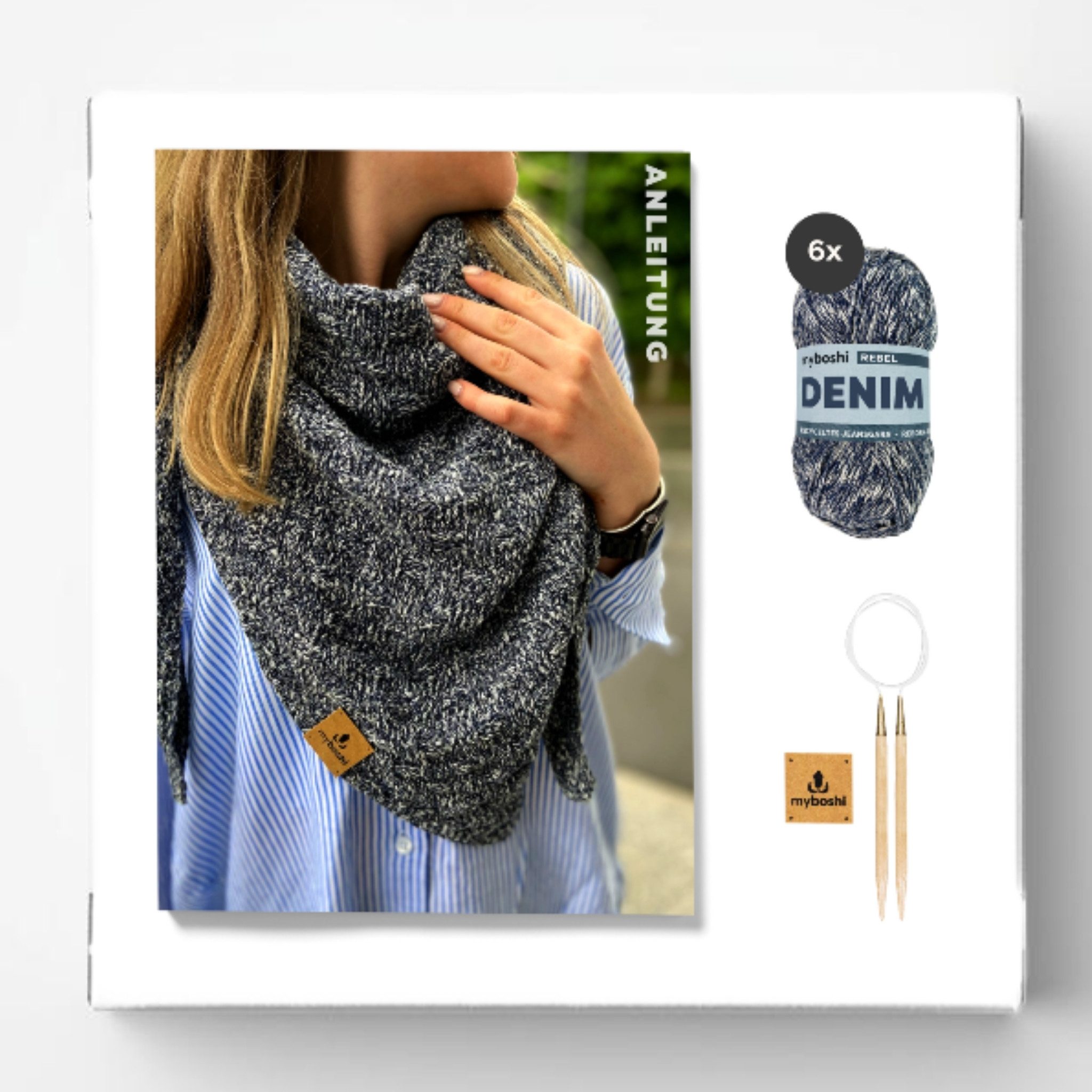 myboshi Kreativset Strickset Tuch Rügen für Anfänger, Denimwolle, (1-tlg)