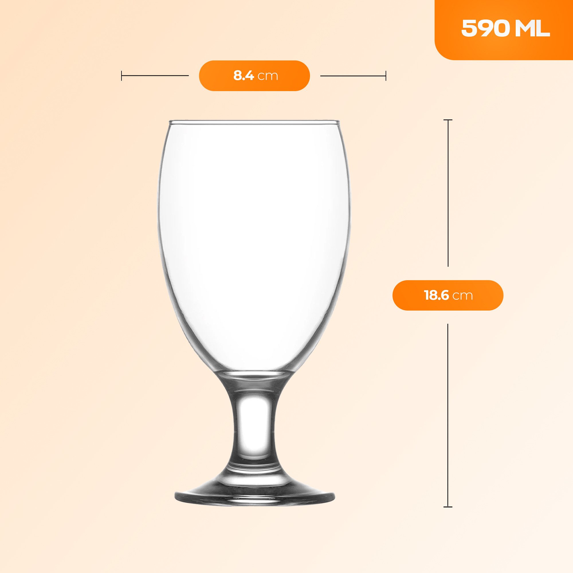 LAV Gläser-Set Empire Bierglas, 6-tlg., Glas, 6er Set, 590ml, ideal für Bier, Limonade und Softdrinks