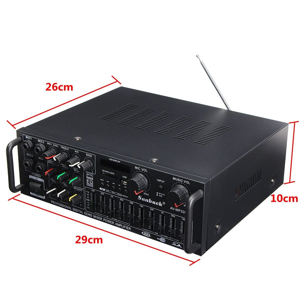 Insma Audioverstärker (2000W mit Fernbedienung 2-Kanal FM für Heimauto) – Bild 3 von 5