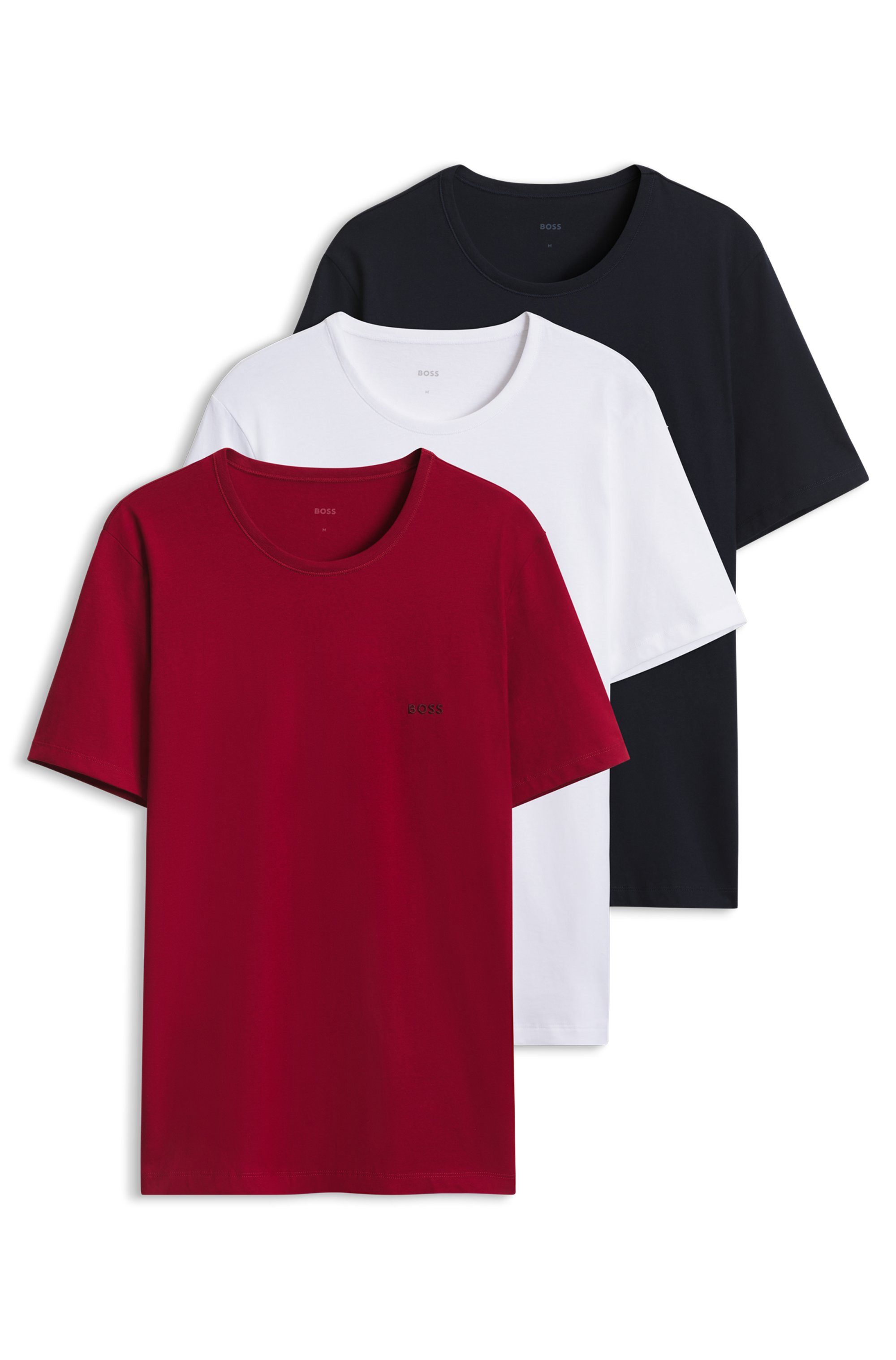 BOSS T-Shirt TShirtRN 3P Classic (Packung, 3-tlg) mit BOSS Stickerei