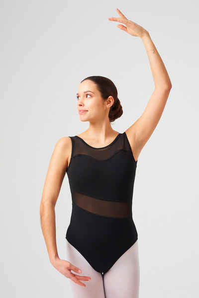 tanzmuster Body Ärmelloses Damen Ballett Trikot Heidi mit Netzeinsätzen eleganter Rückenausschnitt