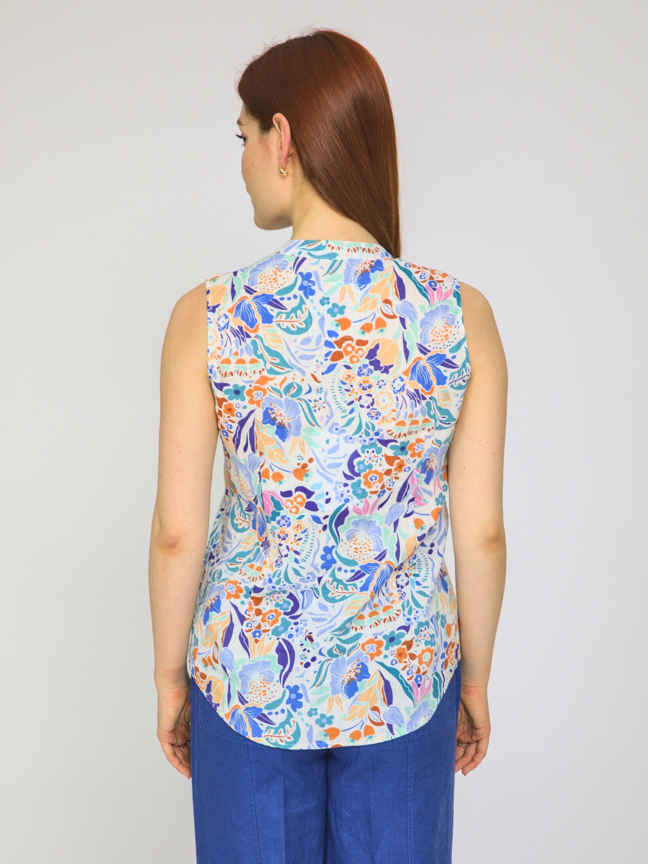 VICCI Germany Blusentop (1-tlg) aus Leinen mit Blumendruck und Spitzeneinsa günstig online kaufen