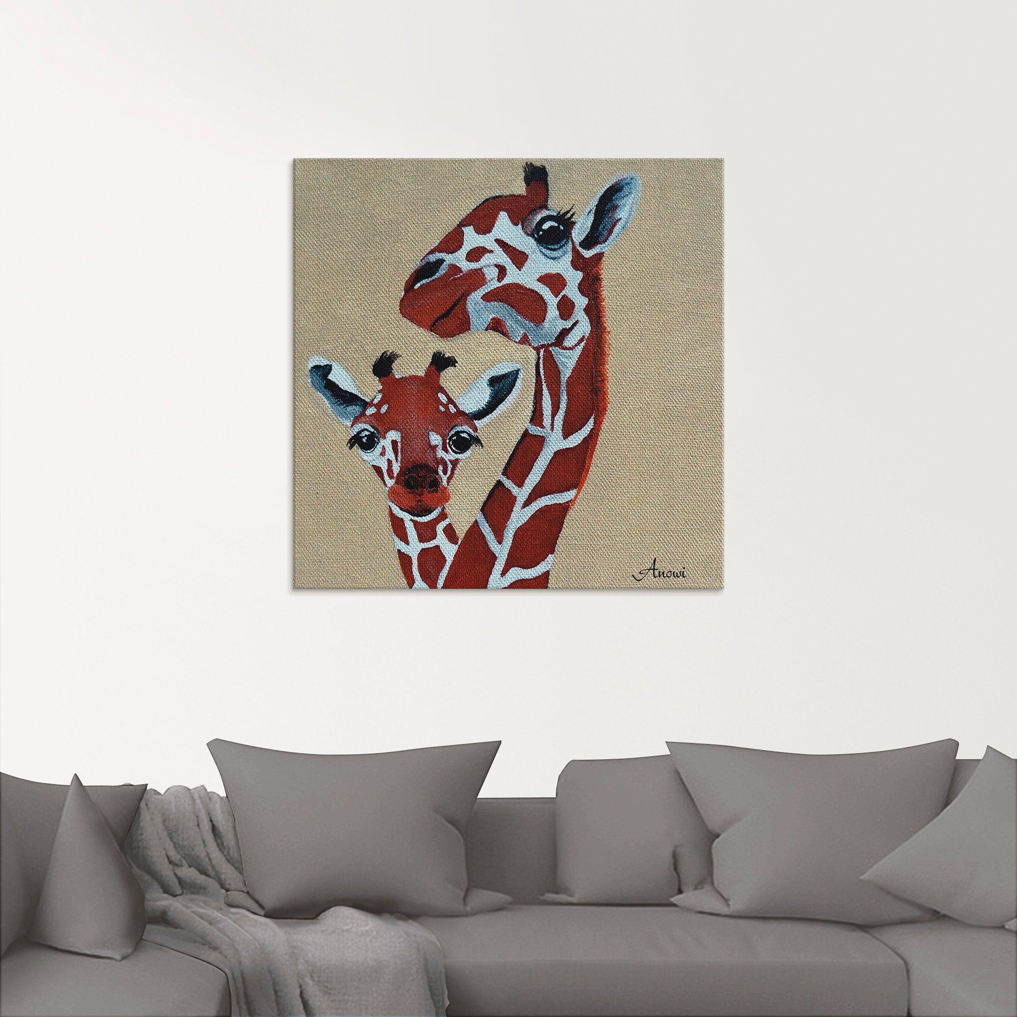 (1 verschiedenen in Glasbild Giraffen, Artland Wildtiere Größen St),