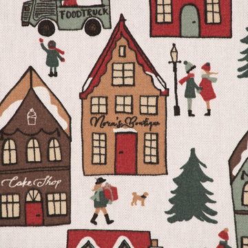 SCHÖNER LEBEN. Tischdecke Weihnachtstischdecke Winter Village Scene Winterdorf div. Größen, handmade