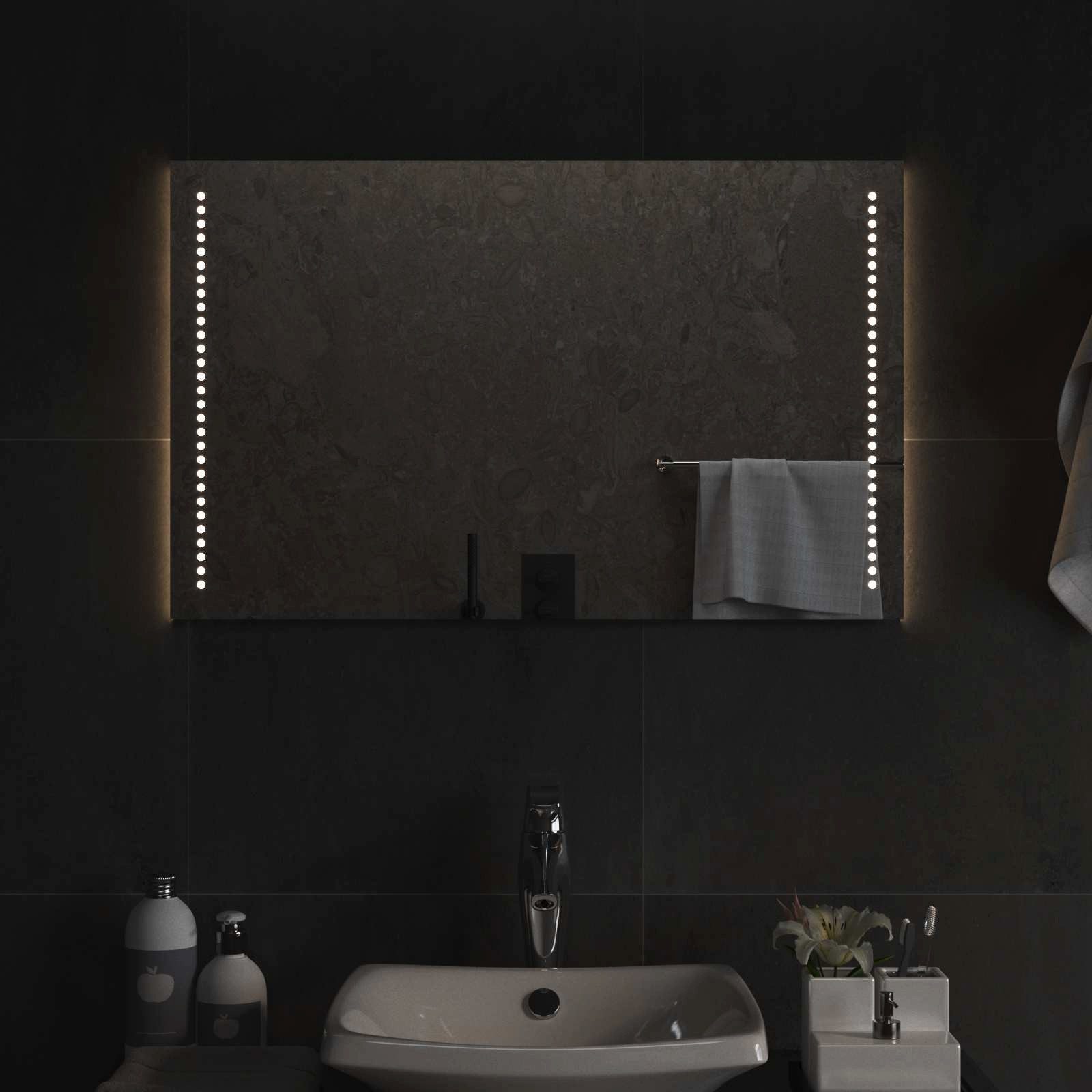 vidaXL Spiegel LED-Badezimmerspiegel Transparent 80 x 50 cm Gehärtetes Glas (1-St)