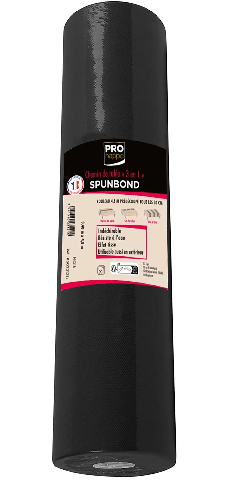 PROnappe Tischband 12x 3 in1 auf Rolle, Spunbond, 48x0,40m Schwarz RS023121I, Nappes rouleaux spunbond 1,20m