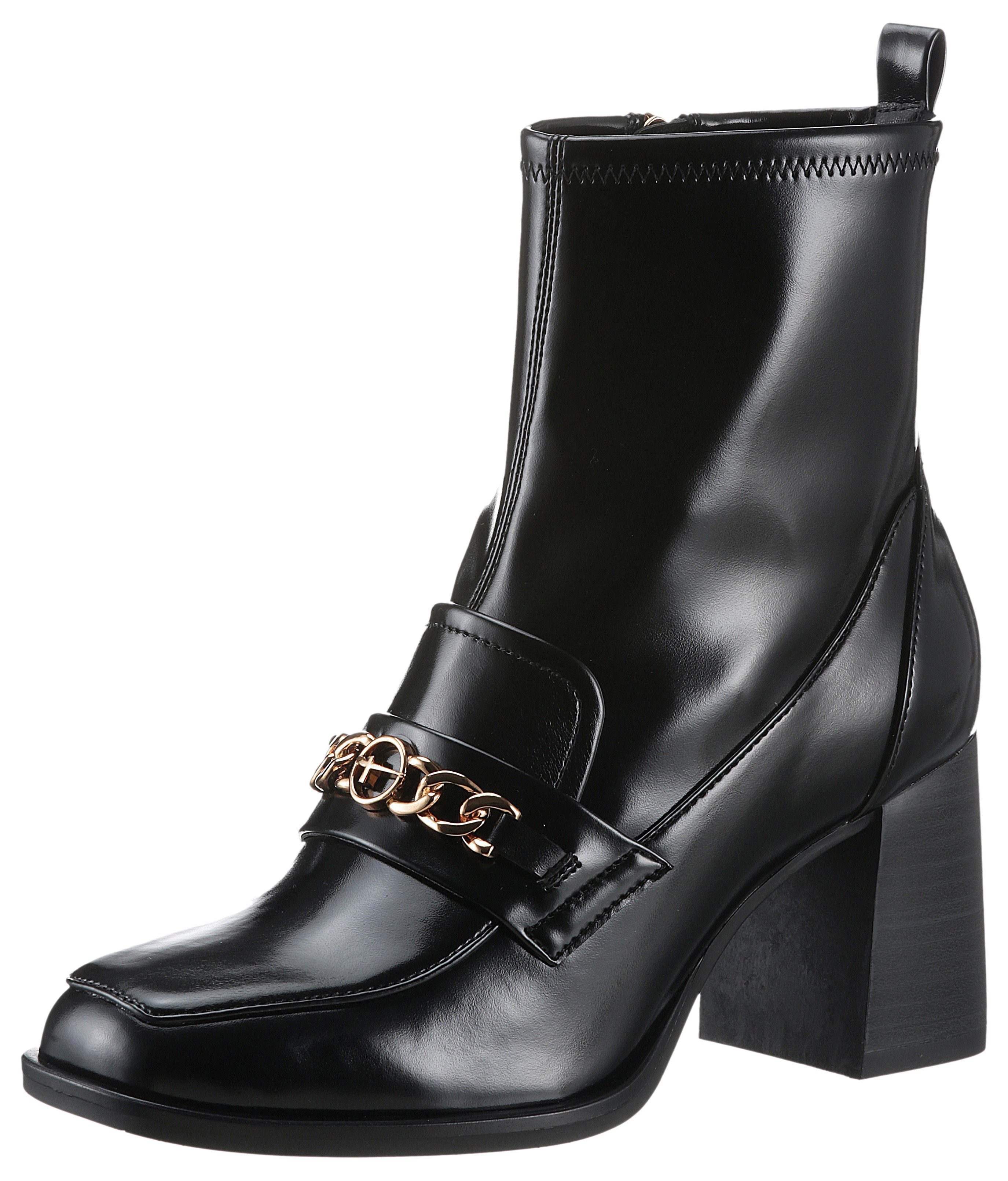 Tamaris Stiefelette Blockabsatz, Partyschuh mit eleganter Zierkette und Log günstig online kaufen