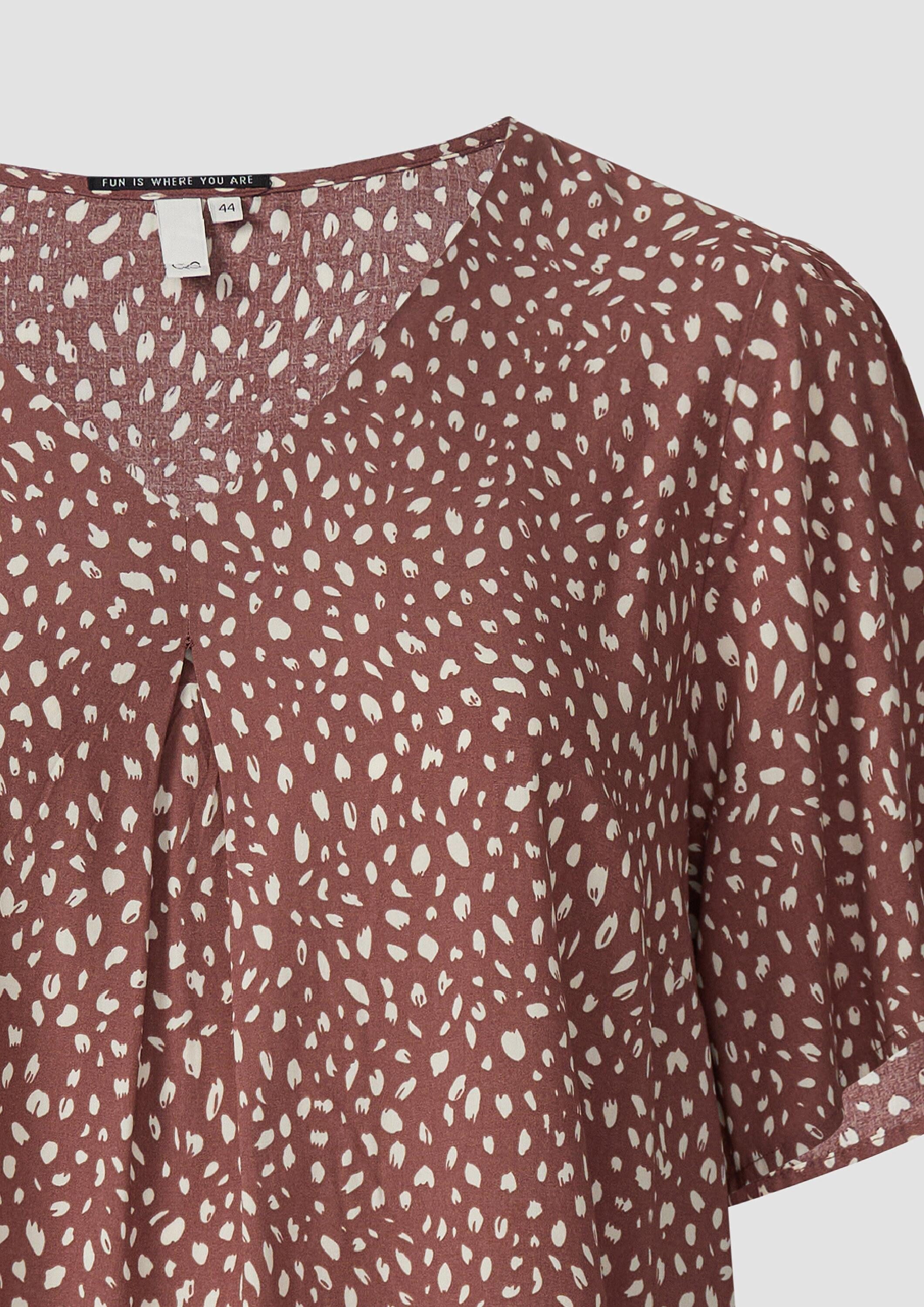 QS Kurzarmbluse Bluse Viskose Bluse mit All-over-Print