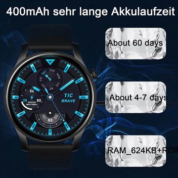 Techtrix Smartwatch (1,43 Zoll, Android, iOS), mit Telefonfunktion,21+ Sportmodi Fitnessuhr Pulsmesser, Schlafmonitor