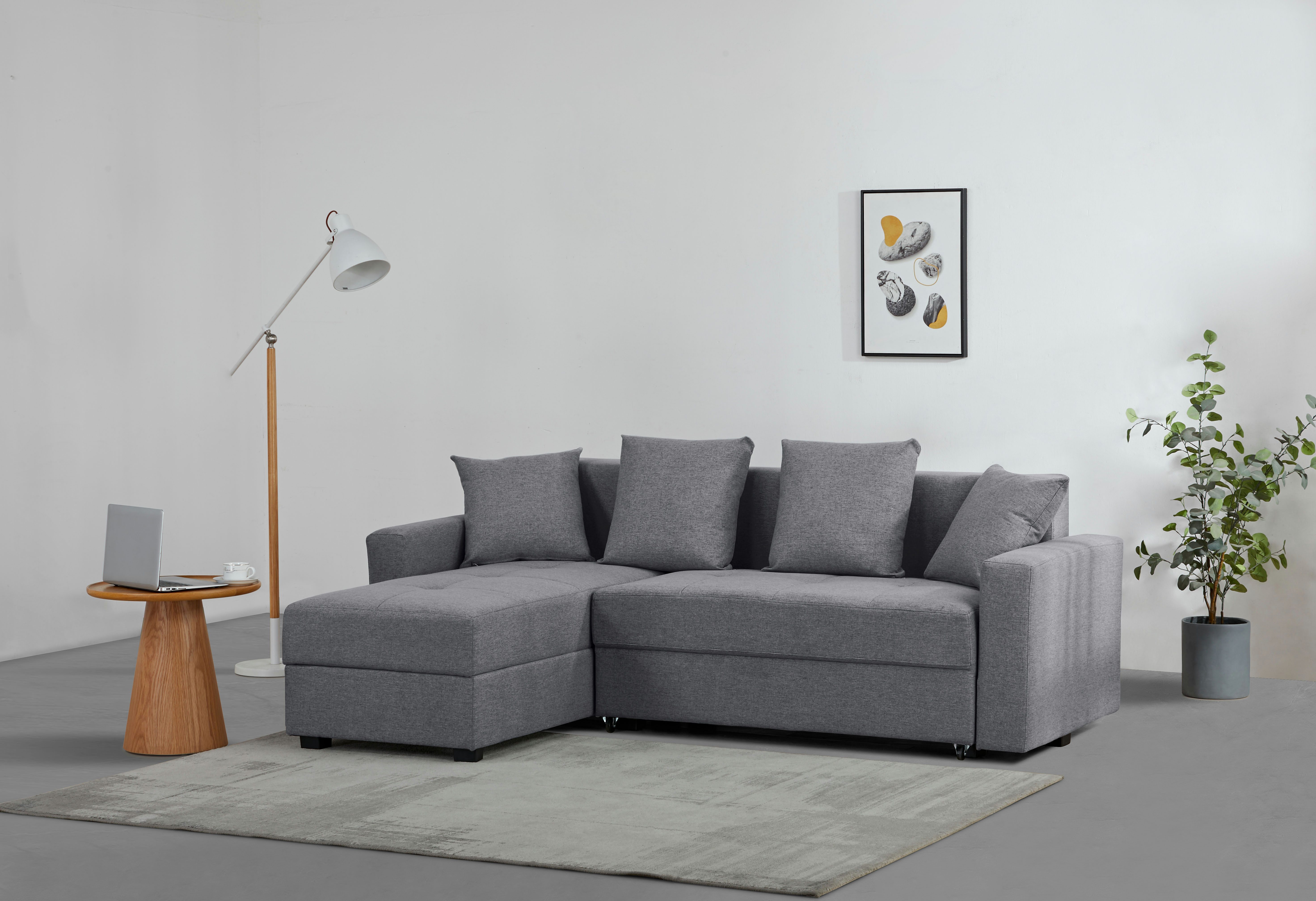 Ecksofa KILLAM, 217 cm, L-Form, mit Schlaffunktion u. Bettkasten
