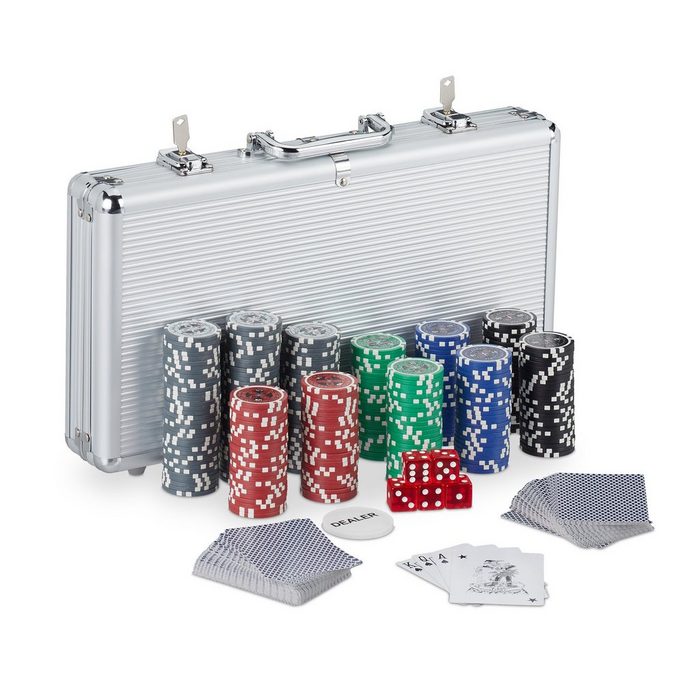 relaxdays Spiel Pokerkoffer mit 300 Laser Chips