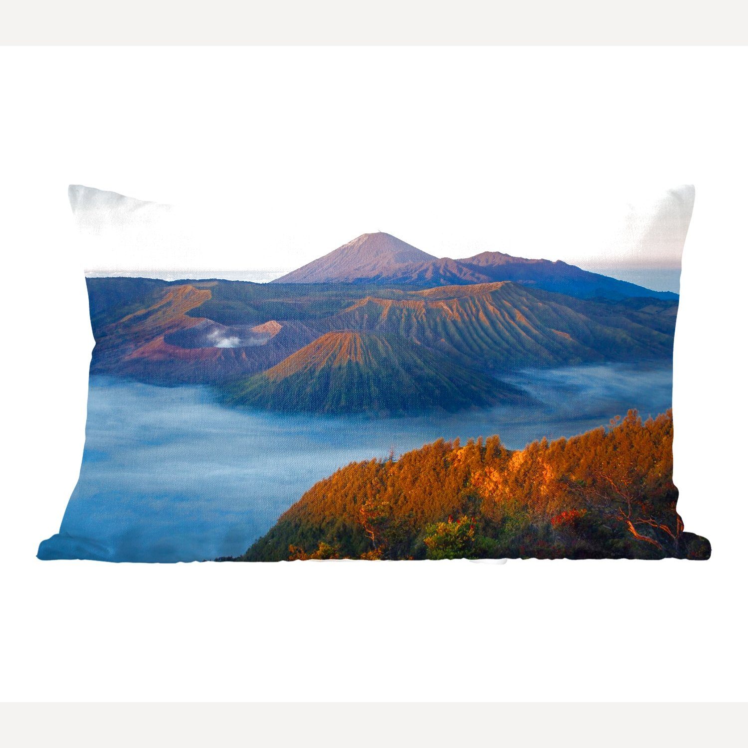 MuchoWow Dekokissen Vulkan - Natur - Nebel, Wohzimmer Dekoration, Zierkissen, Dekokissen mit Füllung, Schlafzimmer