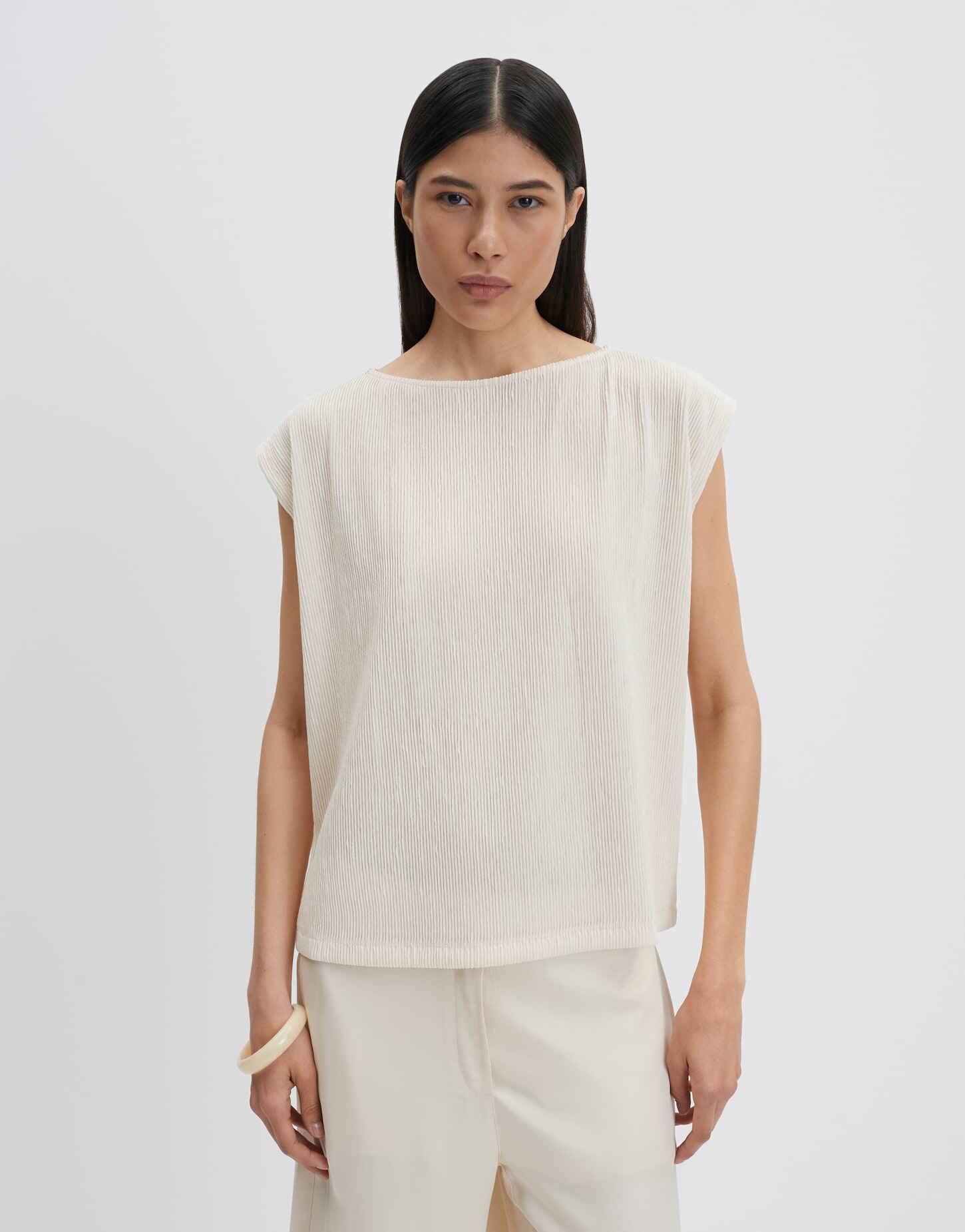 someday Kurzarmshirt Keldine aus Jersey mit Plisseestruktur Elastischer Komfort mit softem Griff