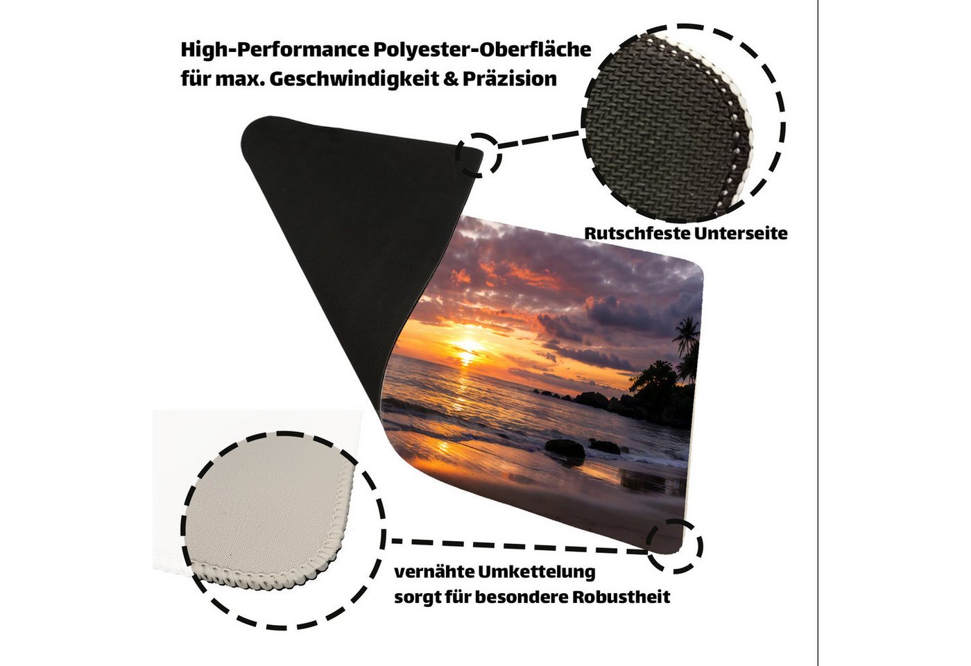 Thumbnail - speecheese Schreibtischunterlage Sonnenuntergang am Meer Schreibtischunterlage 69x31cm XXL Mauspad
