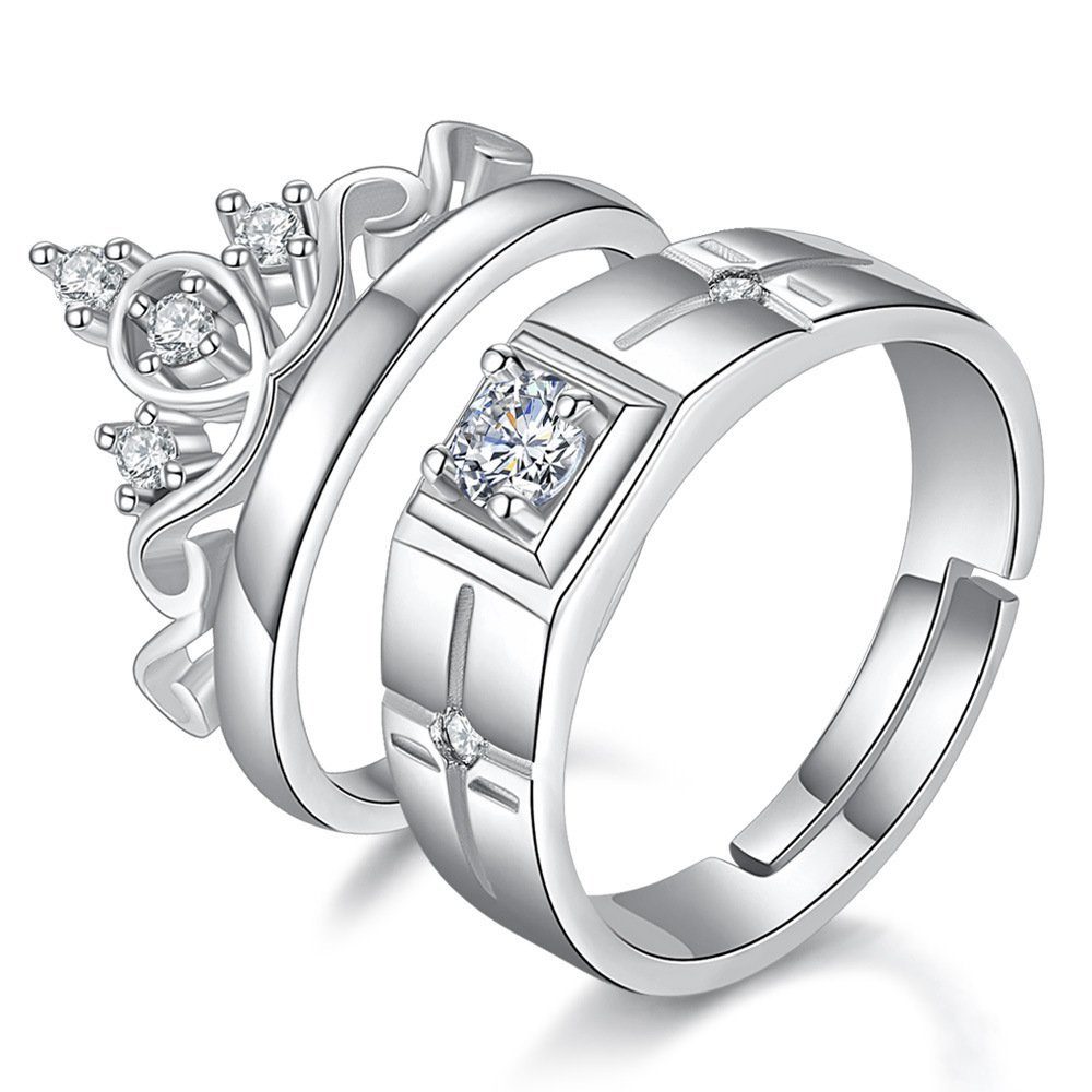 Invanter Fingerring Paar Ring, Mann und Frau Ring, Krone Ring, inkl. Geschenkbox