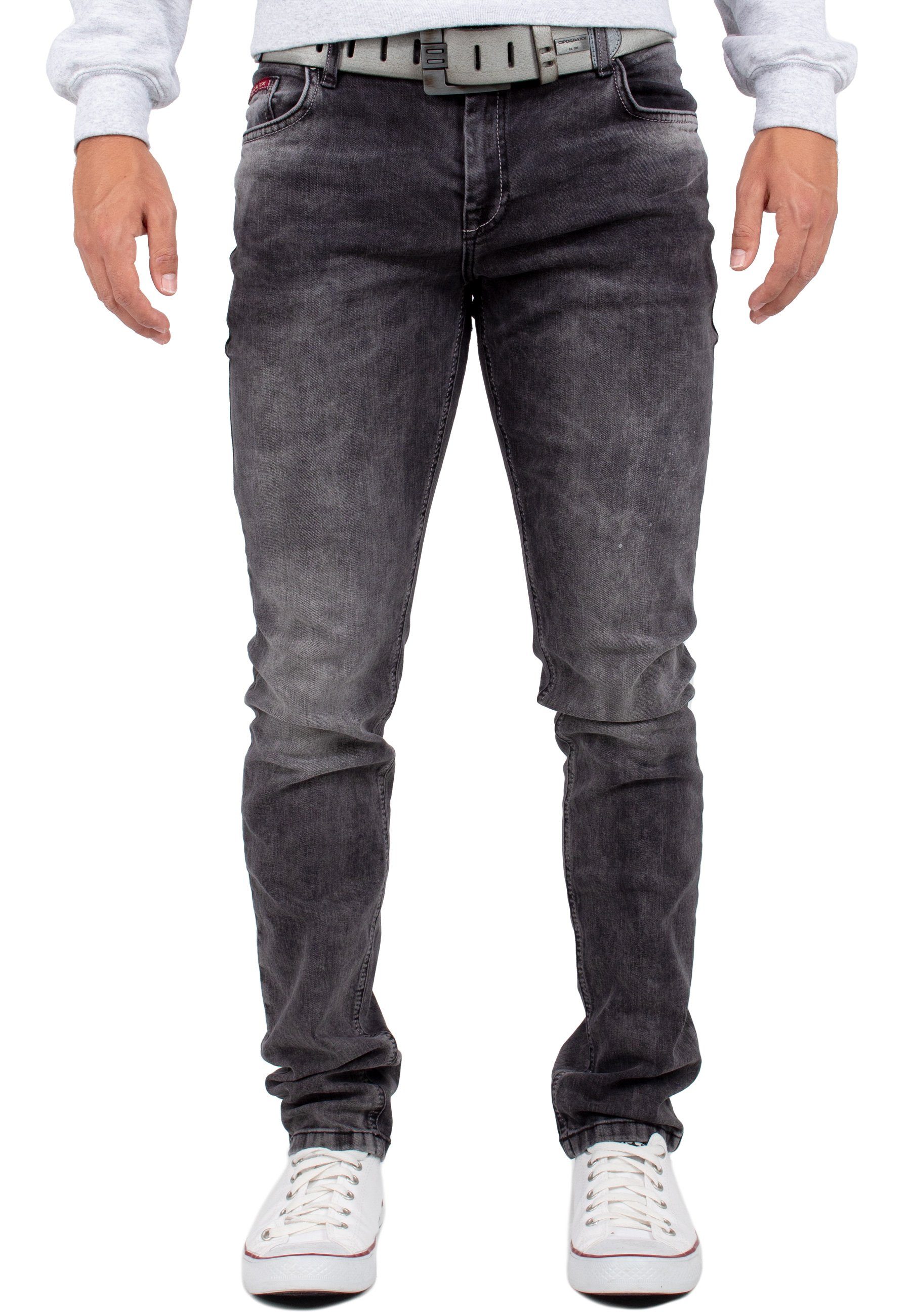 Cipo & Baxx Slim-fit-Jeans Herren Slim Fit Hose Stonewashed BA-CD533 Kontrastnaht und verzierte Gesäßtaschen – Bild 4 von 5