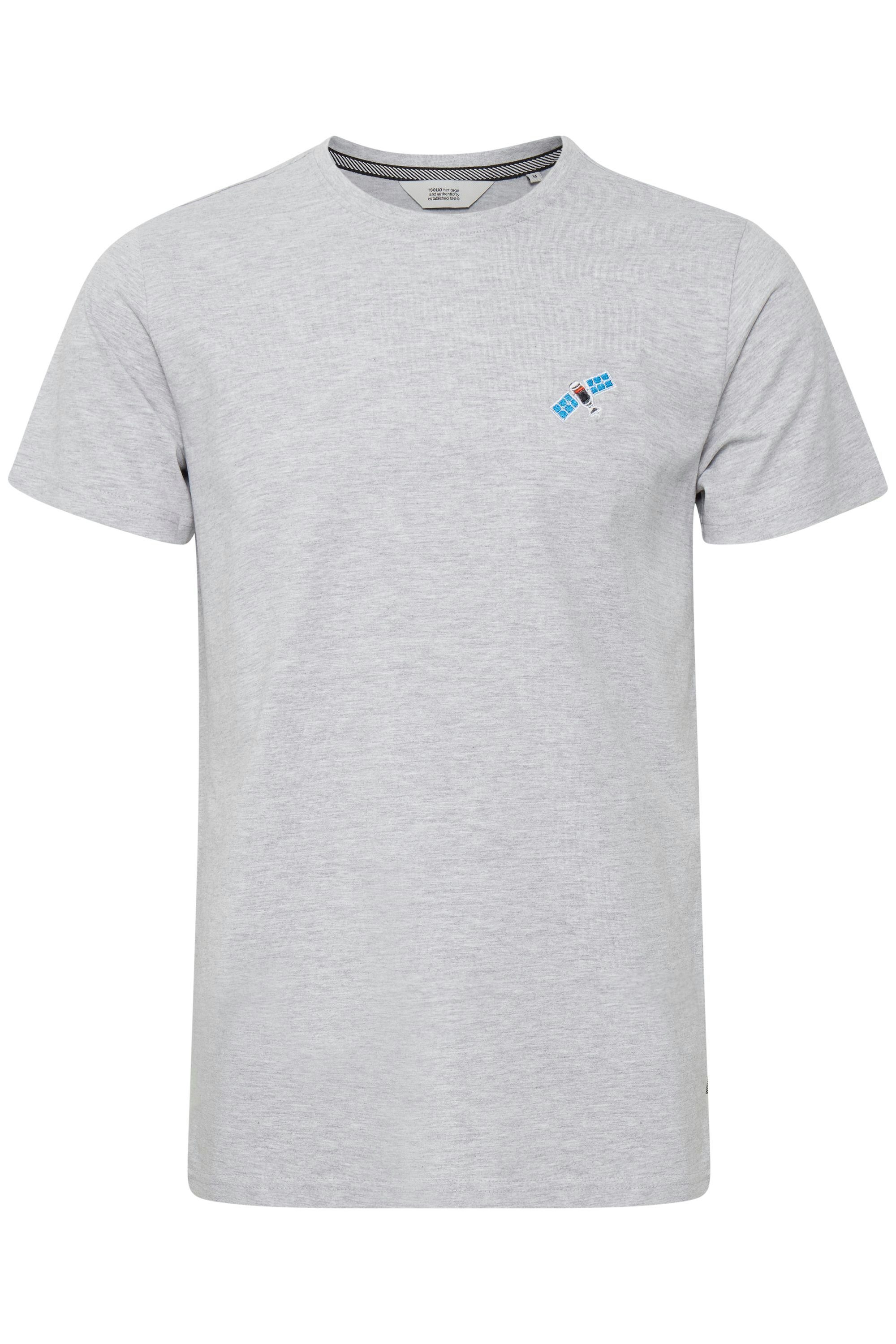 !Solid T-Shirt SDThorge T-Shirt mit Stickerei Light Grey Melange (1541011) | T-Shirts