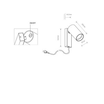 Licht-Erlebnisse Wandstrahler COLENE, ohne Leuchtmittel, Wandlampe mit Schalter Kabel Weiß verstellbar GU10 Leselampe Bett Sofa