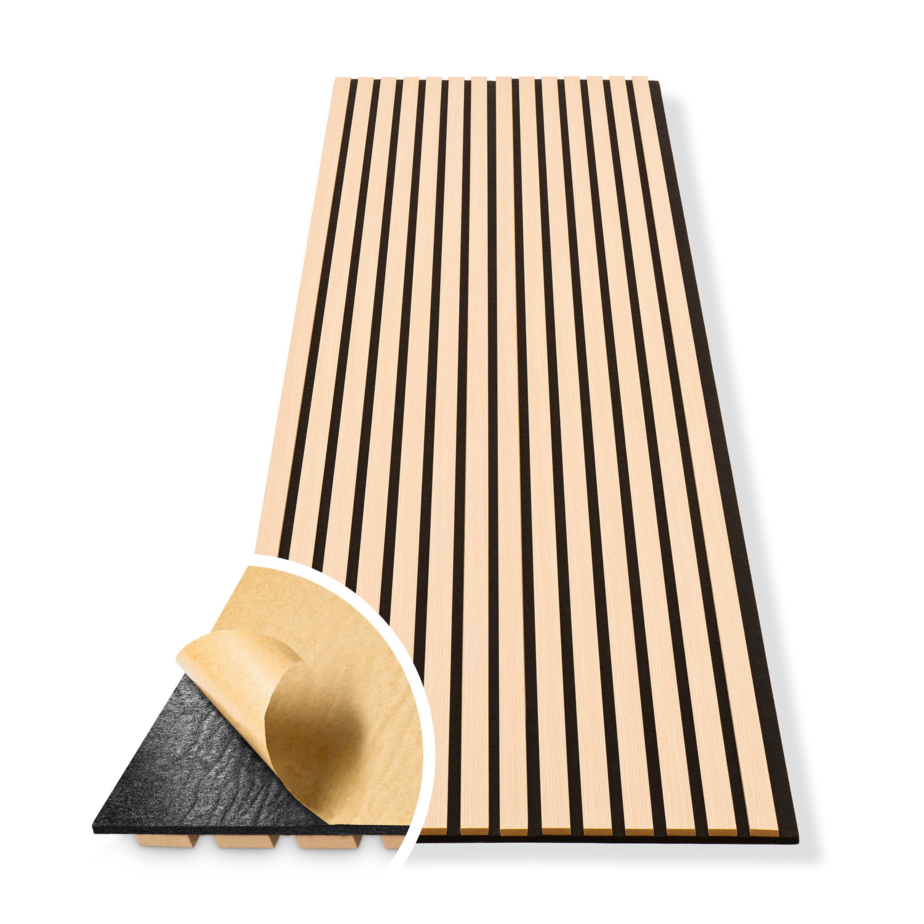 HAGEFOL Wandpaneel Akustikpaneele EasyFix, selbstklebend mit Holzlamellen, 2 Stk./Paket