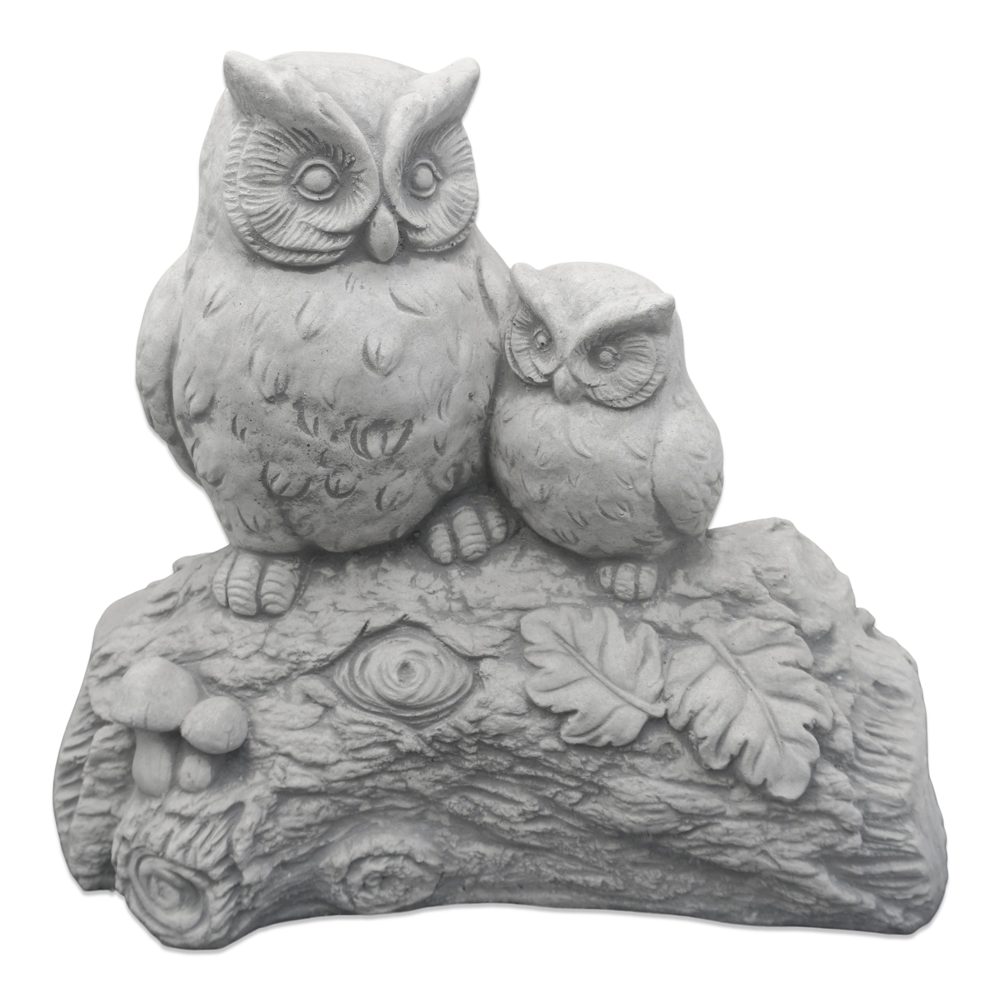 gartendekoparadies.de Gartenfigur Lustiges Eulen-Paar auf AST, Steinfigur, H. 32 cm, 15 kg, Frostsicher