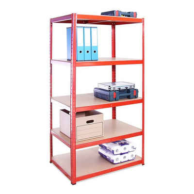 G-Rack Mehrzweckregal Schwerlastregal 5 Fächer, Metall I 180x90x60cm I 265kg Last, Rot 1 Regalmodernroter Pulverbeschichteter Edelstahl