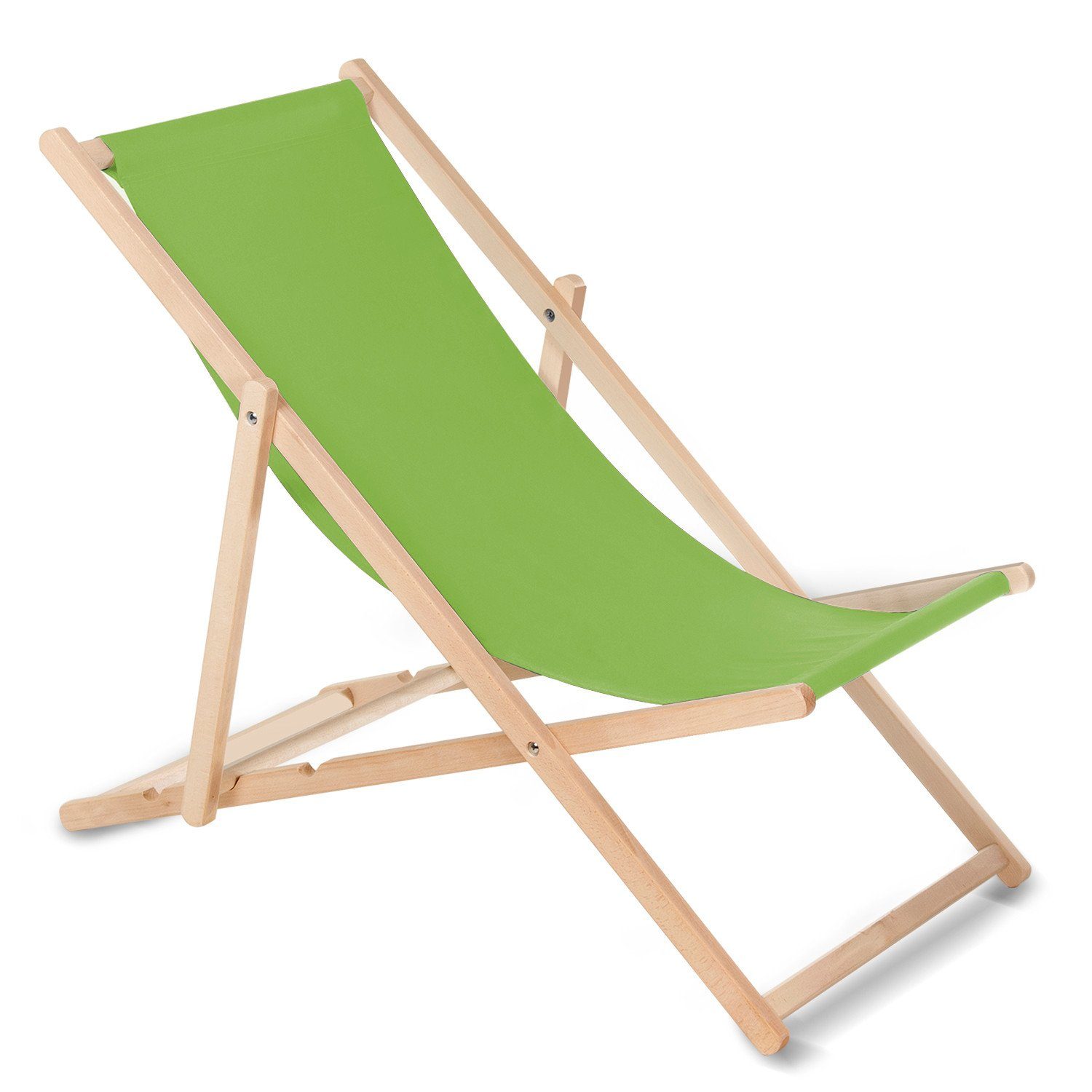 GreenBlue Gartenliege GB183, Klassischer Liegestuhl mit 3-Stufen Rückenlehnen Hellgrün | Liegen