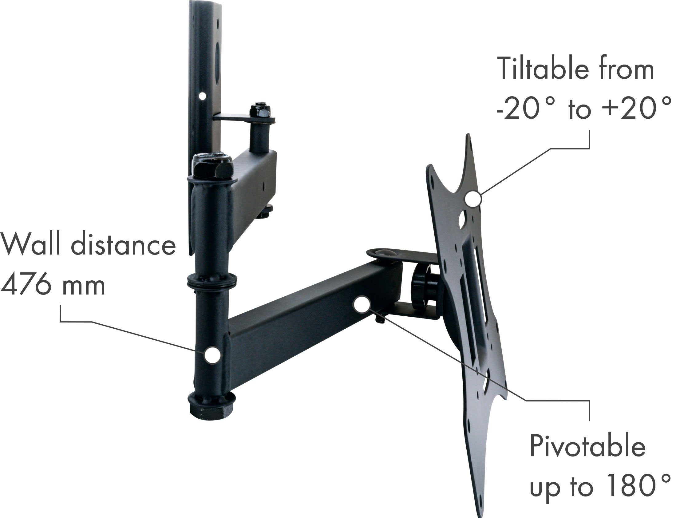 200x200mm, 30kg, bis Zoll, TV-Wandhalterung, neigbar, (bis 42 schwarz) 011 Kabelführung, Schwaiger LWH050 schwenkbar, integrierte bis