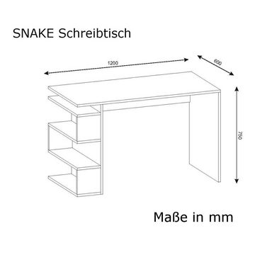moebel17 Schreibtisch Schreibtisch Snake Weiss Walnuss