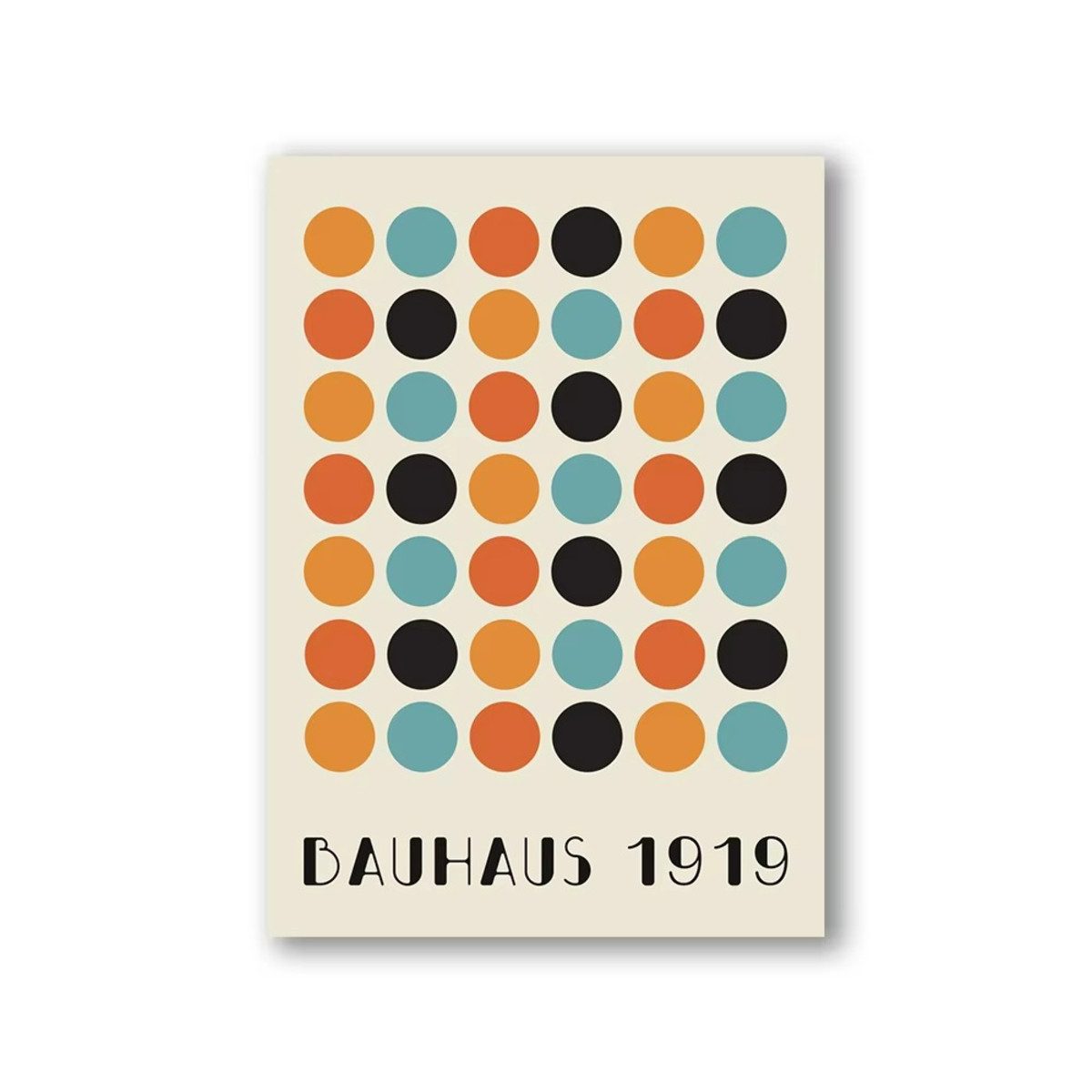 TPFLiving Kunstdruck (OHNE RAHMEN) Poster - Leinwand - Wandbild, Bauhaus Nordische Ästhetik Moderne Abstrakte Architektur Leinwand (Leinwandbild XXL), Farben: Gelb, Orange, Blau, Grau, Rot, Schwarz -Größe: 50x70cm