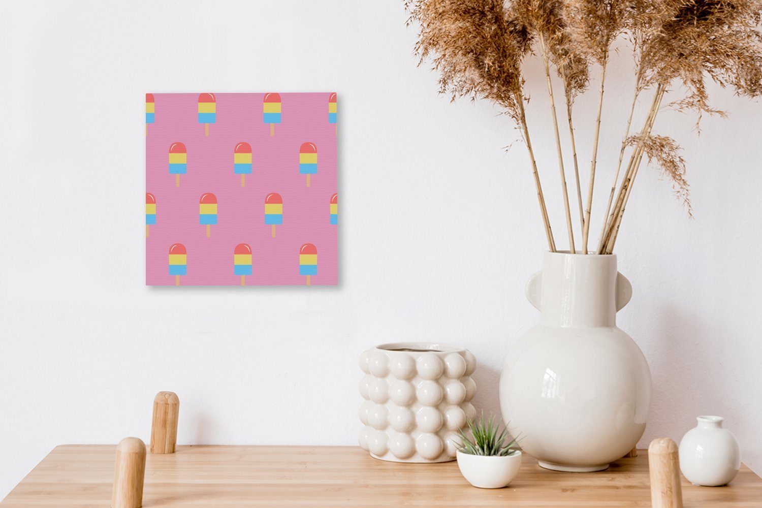 Muster Schlafzimmer Leinwandbild für OneMillionCanvasses® Rosa Bilder - (1 Wohnzimmer - Eis Farben, St), Leinwand -