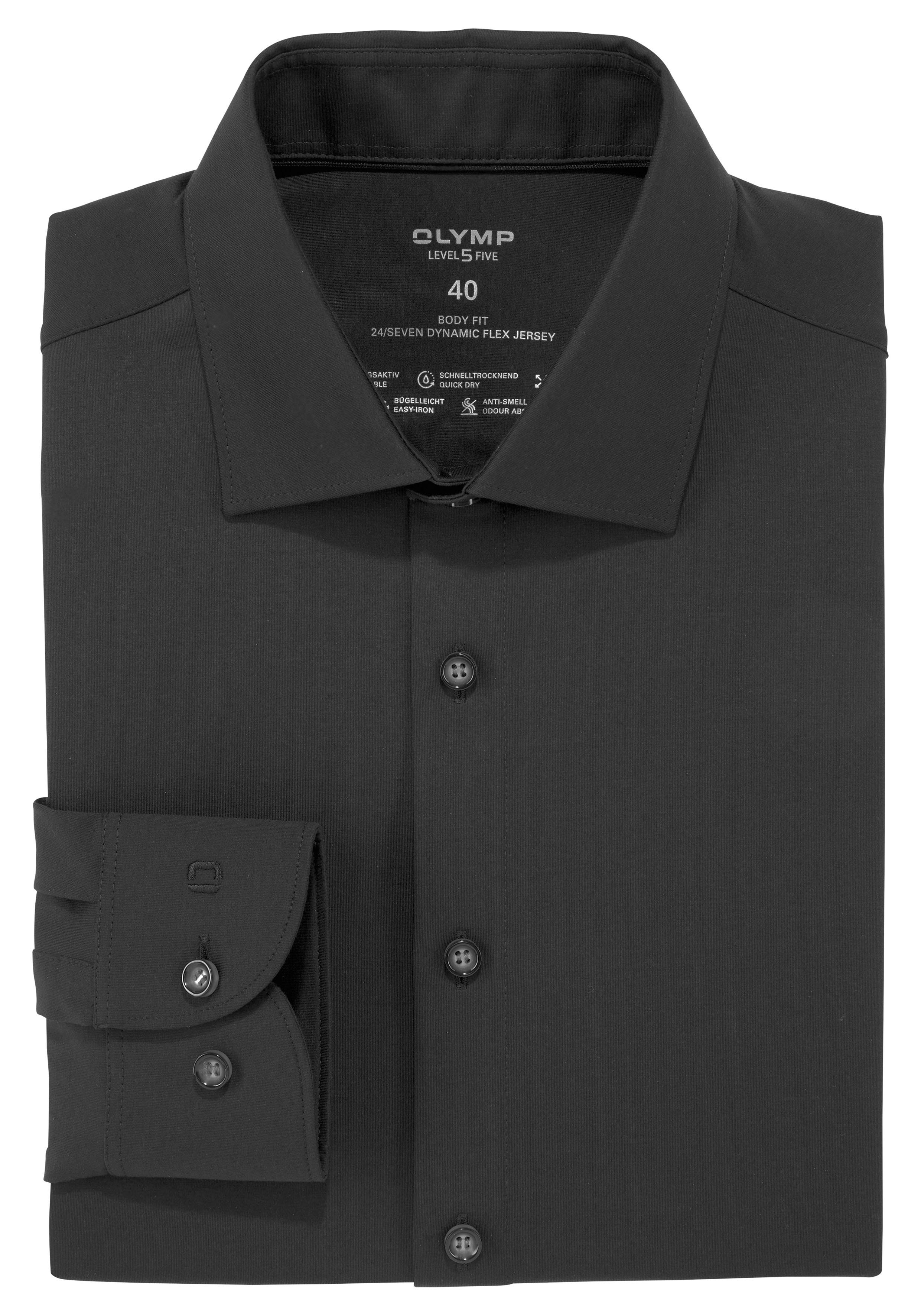 in Qualität Five schwarz body Level Businesshemd Jersey fit OLYMP