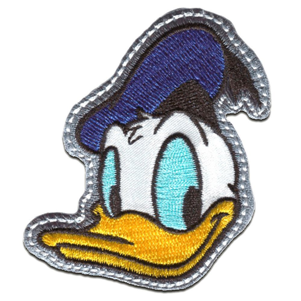 Disney Aufnäher Bügelbild, Aufbügler, Applikationen, Patches, Flicken, zum aufbügeln, Polyester, DONALD DUCK - Größe: 6,5 x 5,8 cm