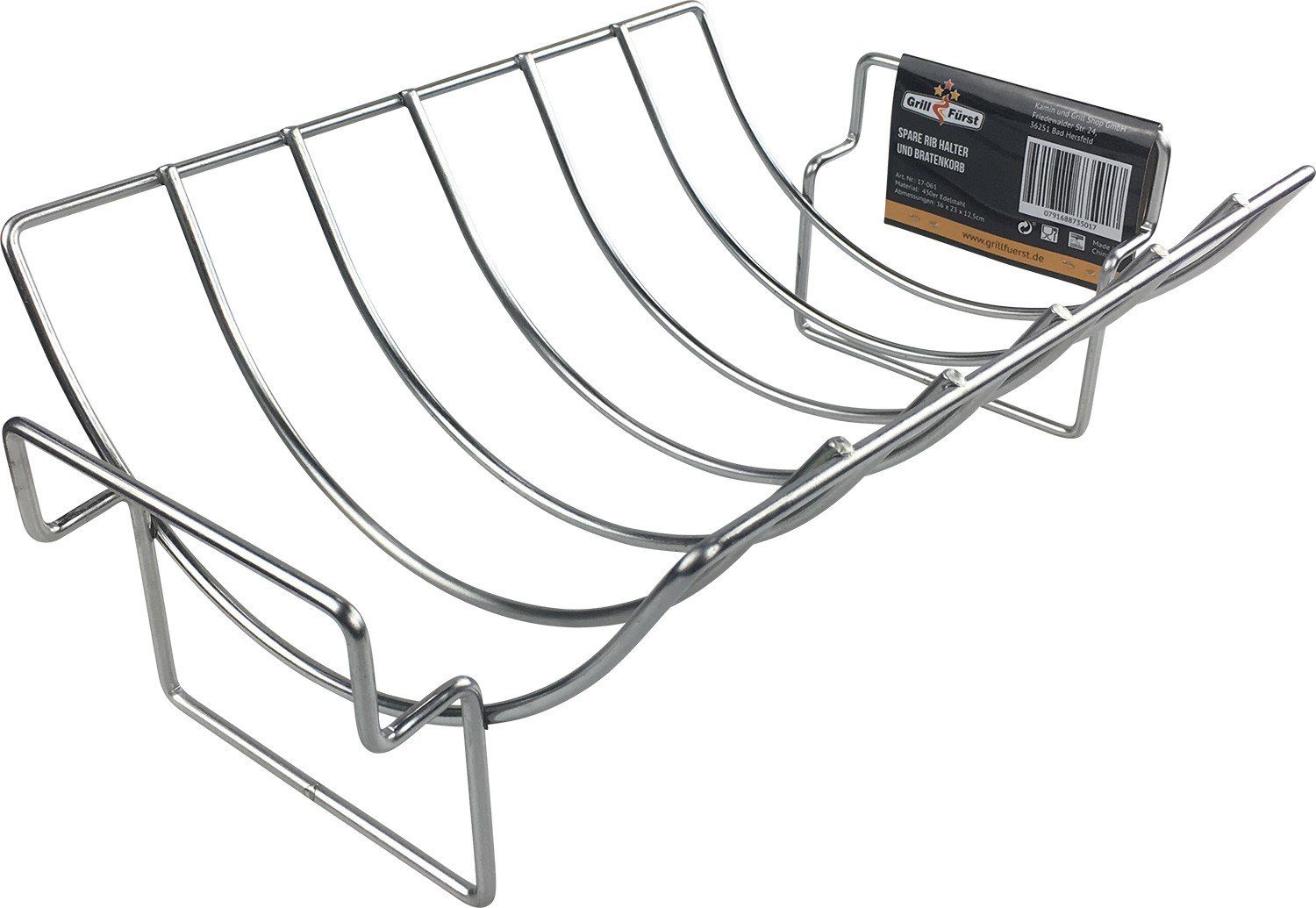 Sparerib-Halter Grillfürst 2in1 Rippchenhalter und Bratenkorb Edelstahl