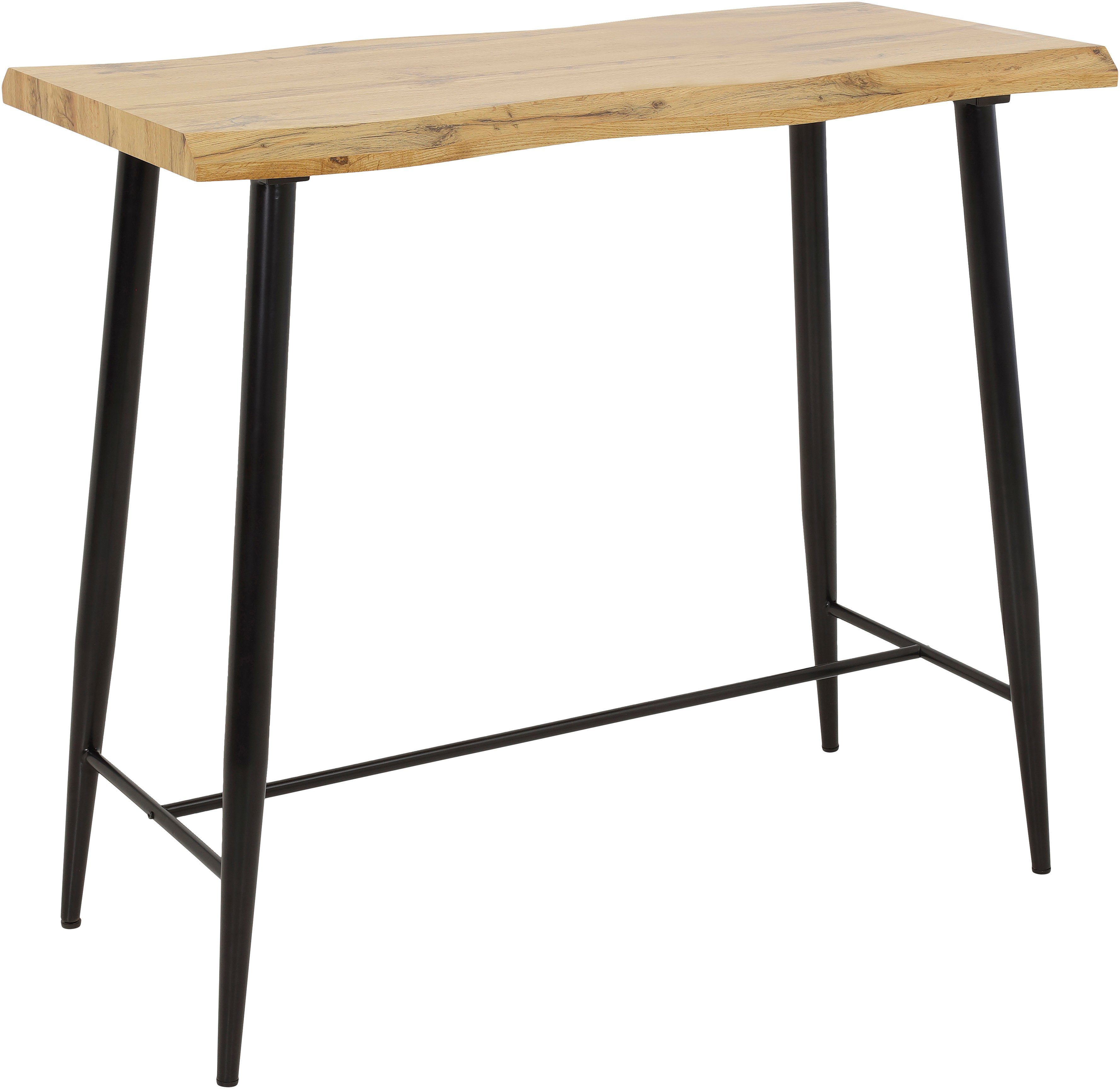 HELA Bartisch GABI, Baumkantentisch, 120 cm Breite, Industrial Design, Wildeiche oder Grau