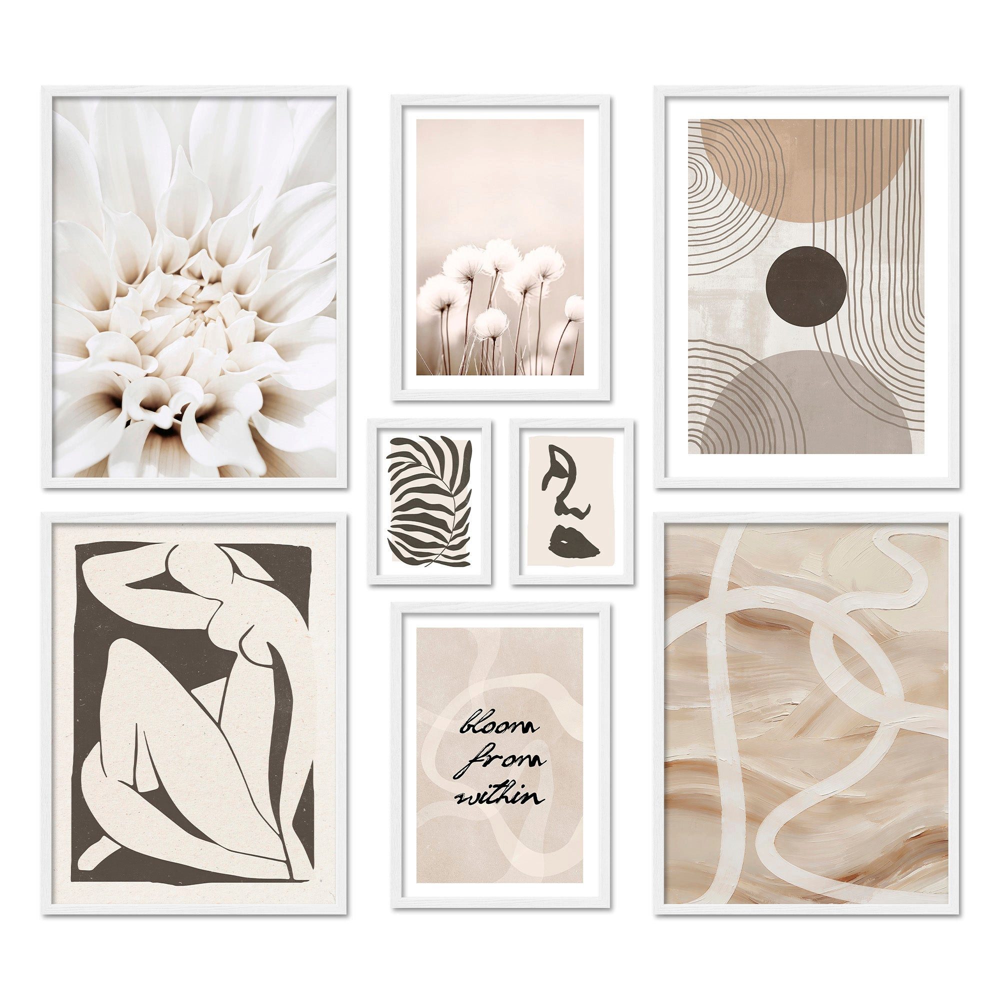 ARTFAVES Bilder-Collage Poster Set Abstract Black Art I mehrteilige Bilderwand I Wandbilder Ab, (Wandbilder modern, 8 St)