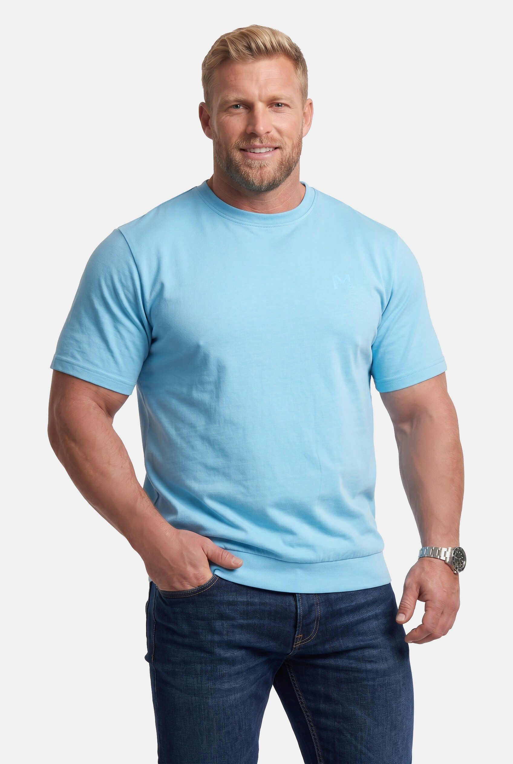Men Plus T-Shirt T-Shirts 2er-Pack Bauchfit Basic Halbarm