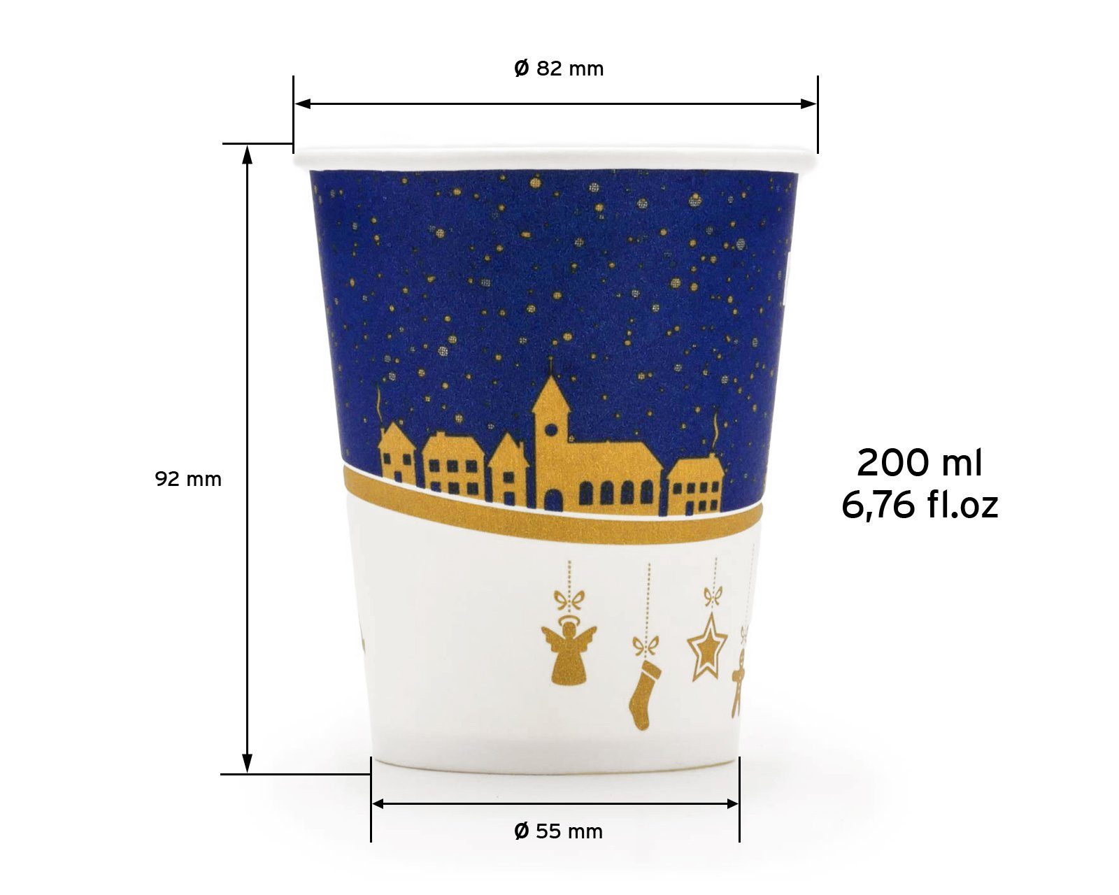 OCTOPUS Einwegbecher 75x Glühweinbecher, Pappbecher Wintermotiv mit 200ml Füllvolumen, 75-tlg., Pappe