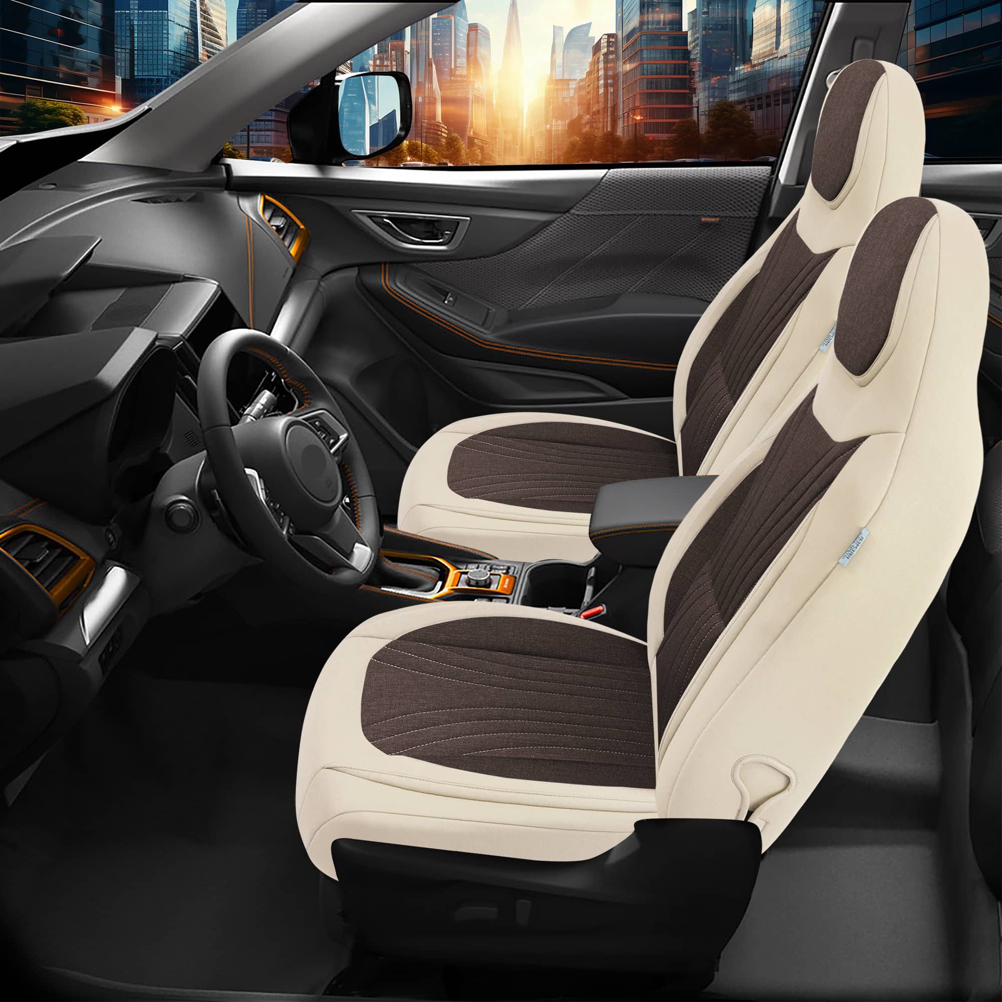 BREMER SITZBEZÜGE Autositzbezug für Kia Optima Bj 2015-18 (C11), Set, 2-tlg., Schonbezüge Sitzbezüge Fahrer und Beifahrer, in Beige/Braun