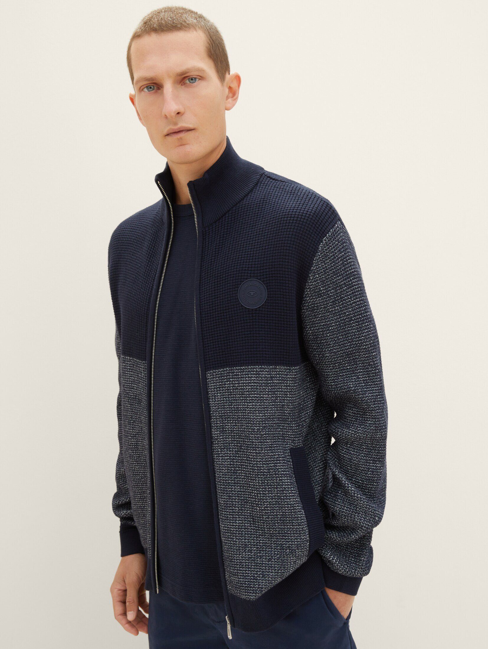 TOM mit Struktur TAILOR captain Strickjacke blue Strickjacke sky