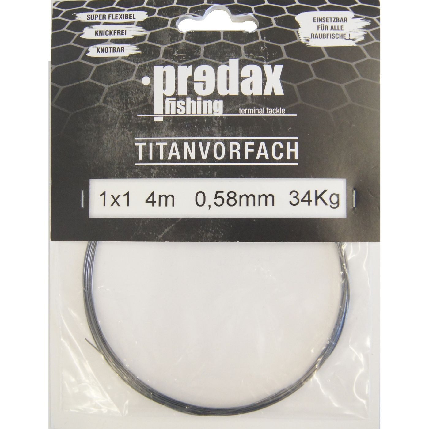 Vorfachschnur Predax Titanvorfach 1x1 4m 0,58mm 34kg - Titan Vorfach